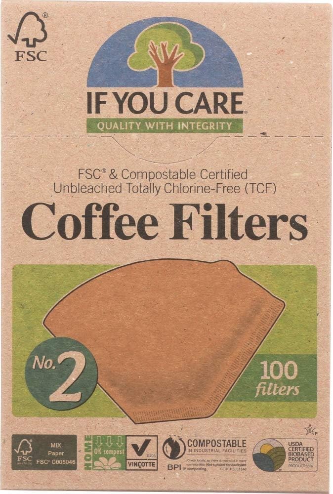 If You Care FSC Unbleached No 2 Coffee Filters, 100 Count (Pack of 1), Brown