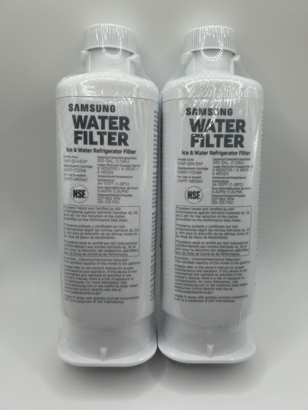 Samsung Genuine HAF-QIN/EXP DA97-17376B Refrigerator Water Filter 2 Pack OEM