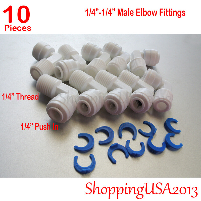 10 Pcs 1/4″-1/4″ Male Elbow Fitting Connector Connection Water Filters/RO system
