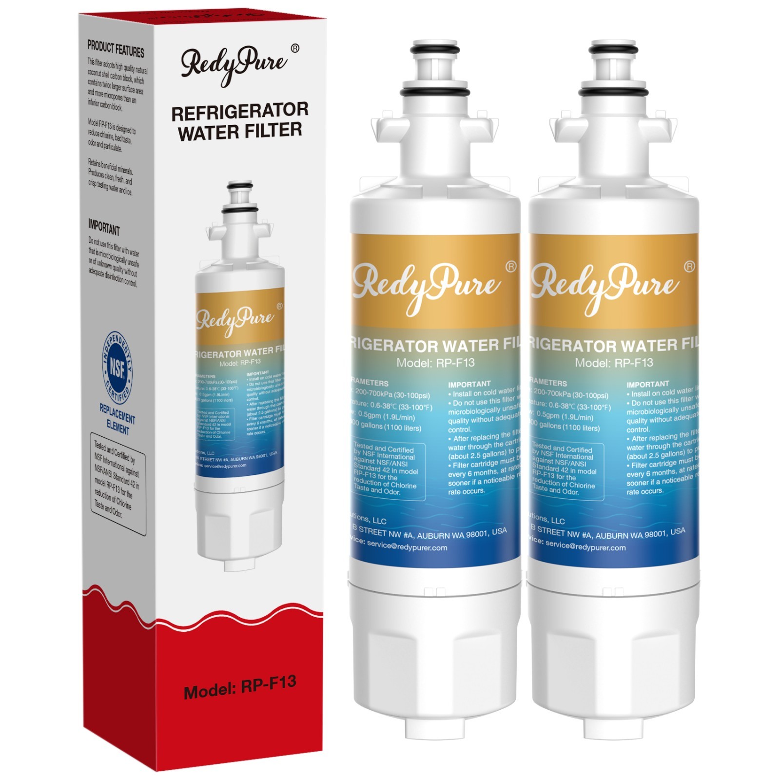 2 Pack Redypure Refrigerator Water Filter Replacement For LG LT700P, ADQ36006101