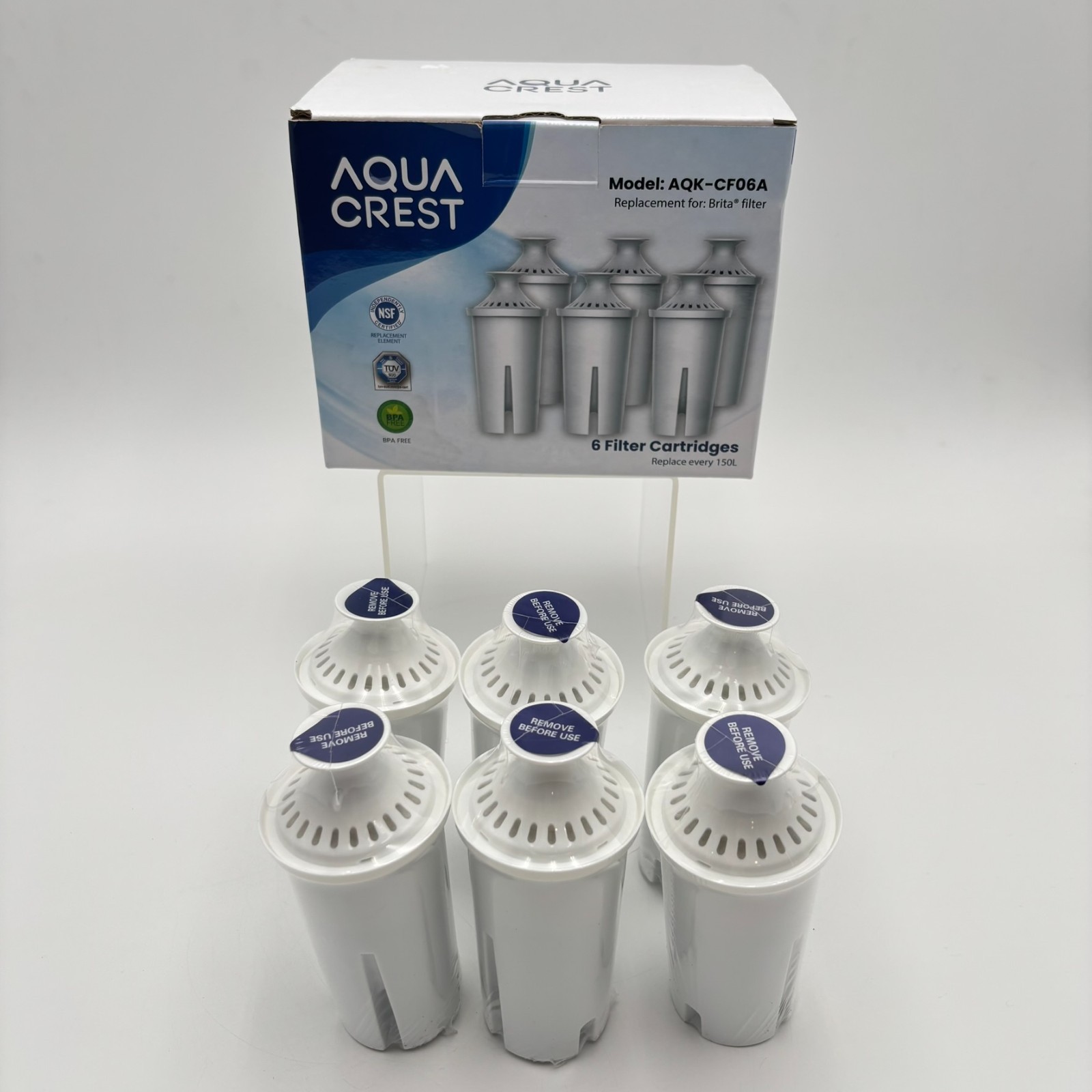 Aqua Crest AQK-CF06A 6 Pack Water Filter Replacement For Brita Pitchers BPA Free
