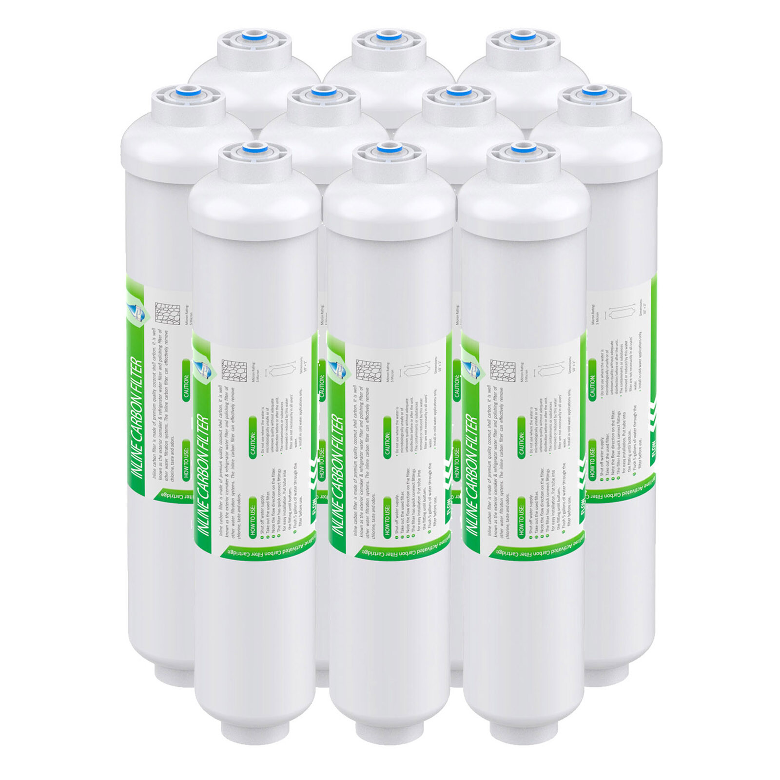 10″ x 2″ T33 Inline Post Carbon Filter Water Filter Cartridges Polisher 1/4″ QC