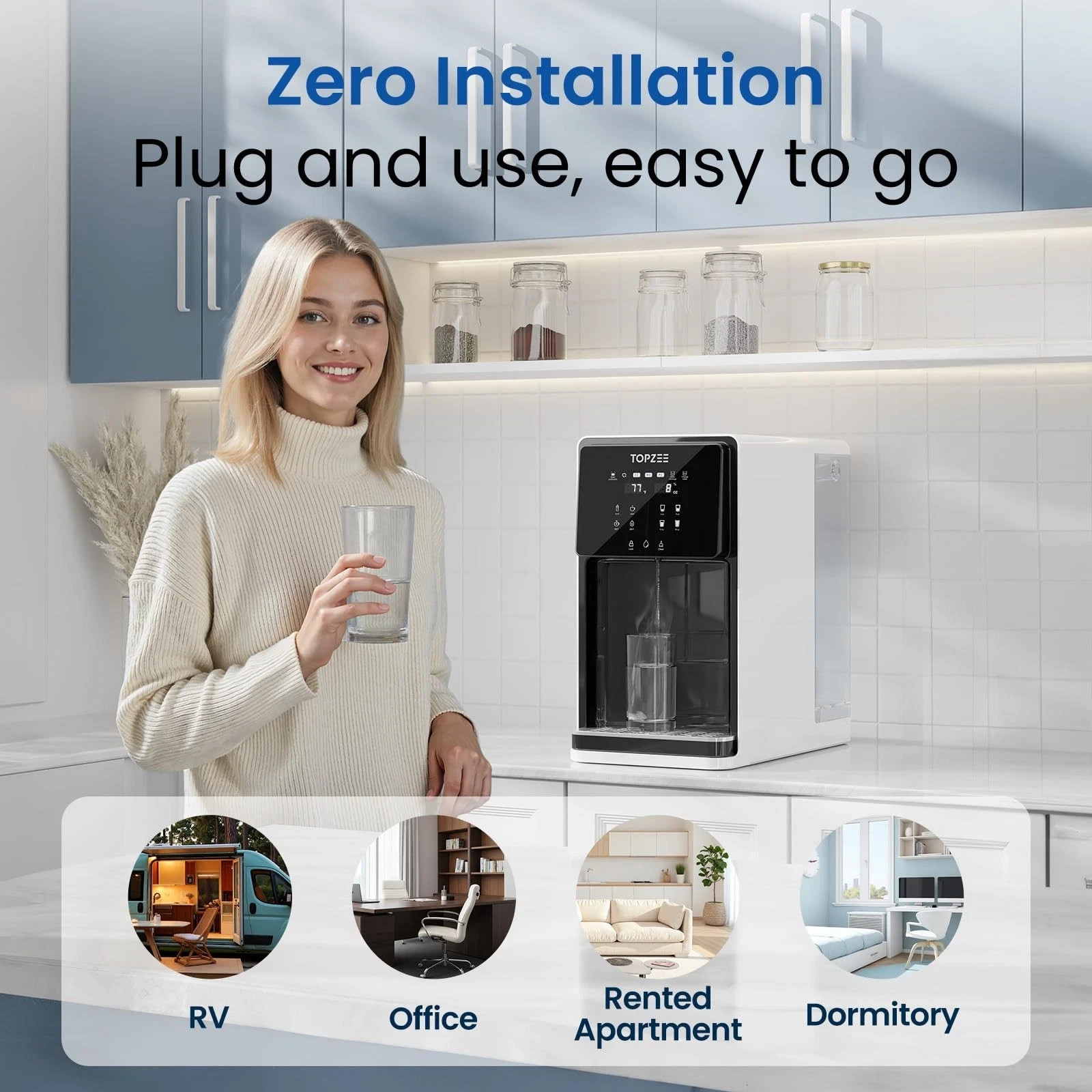 UV Countertop Reverse Osmosis Water Filter System, Hot RO System, 8 Stage