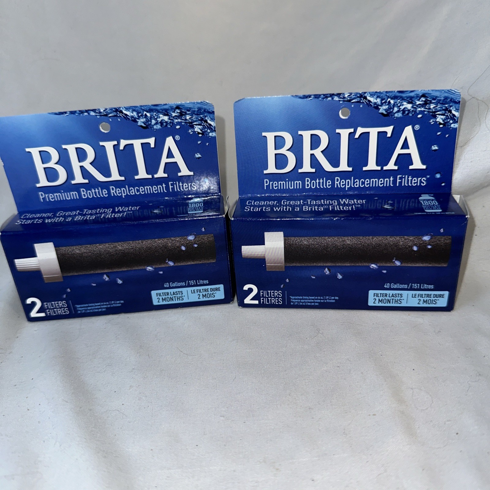 Set of 2 Brita Premium Water Bottle Replacement Filters 2 Count 40 gallons NIB