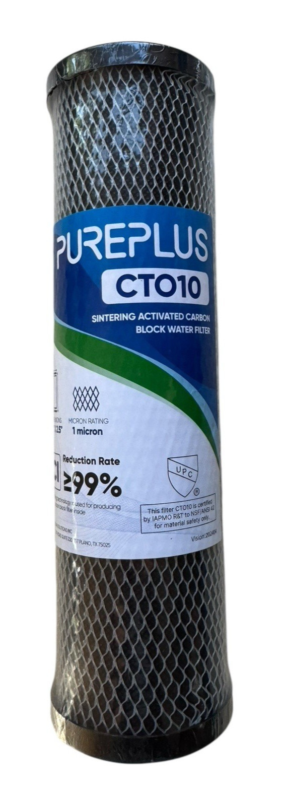 PurePlus CTO10 10″ x 2.5″ Sintering Activated Carbon Block Water Filter