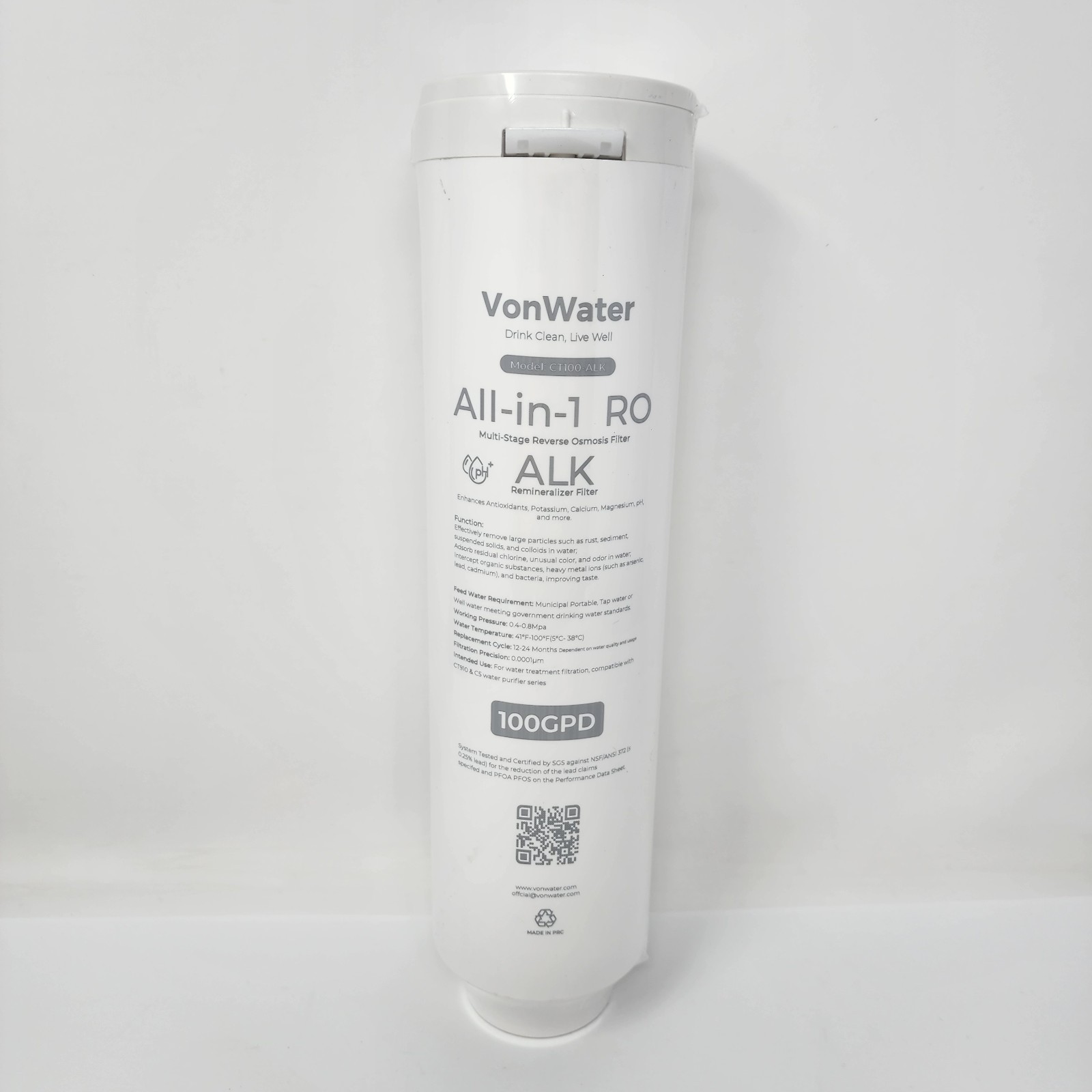 VonWater All-in-1 Filter RO CT100-ALK 100GPD Alkaline Remineralizer Filter