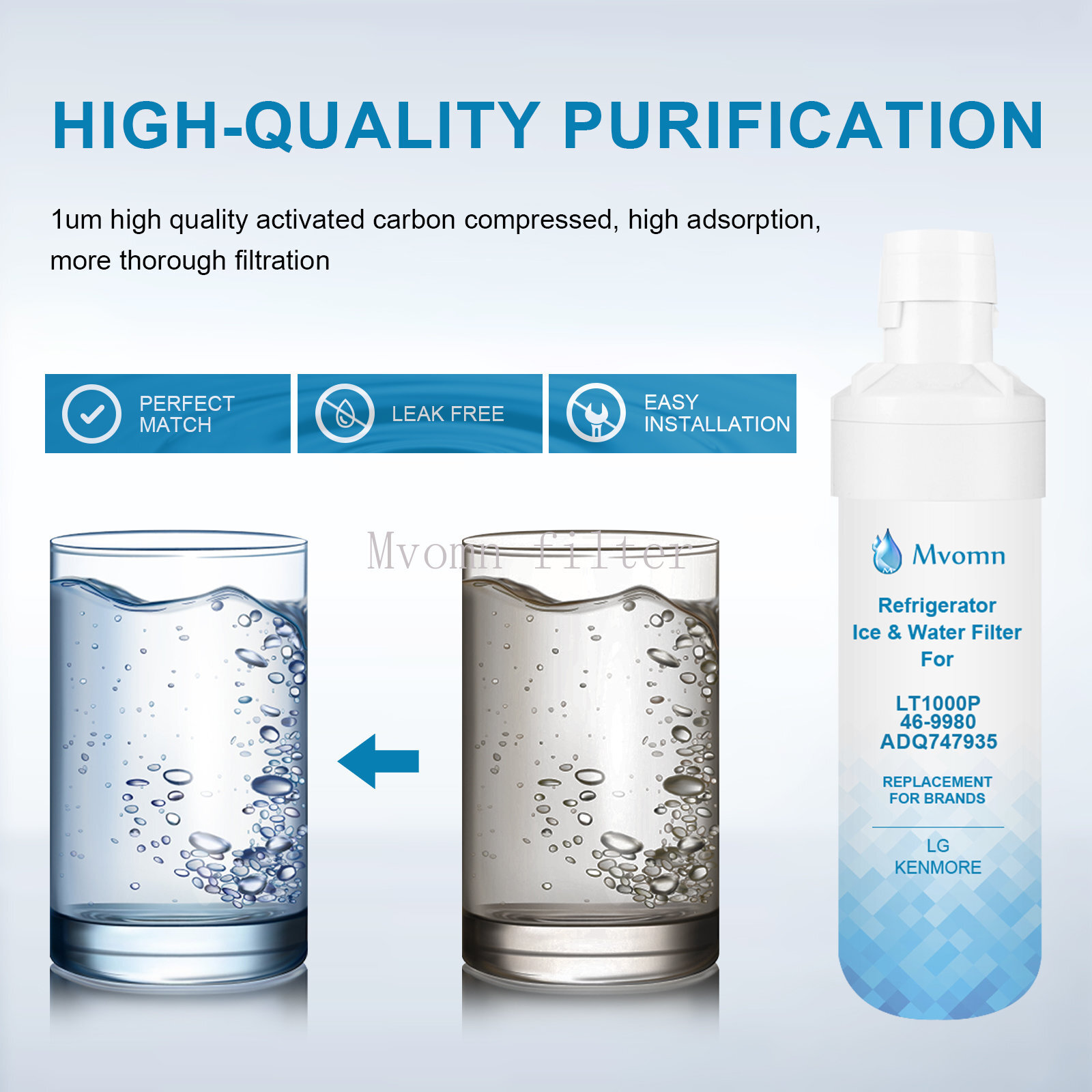 1 PACK Fit For Replacement Refrigerator Water Filter LG LT1000P NSF42 ADQ747935