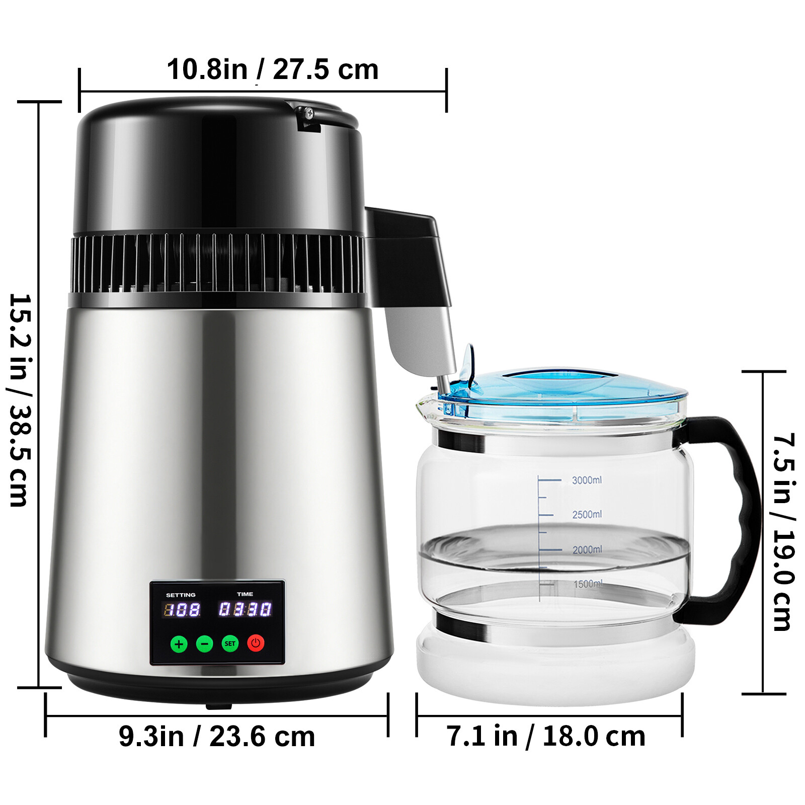 VEVOR 4L Water Distiller 1L/H Distilled Water Filter Timing & Temp Display 750W