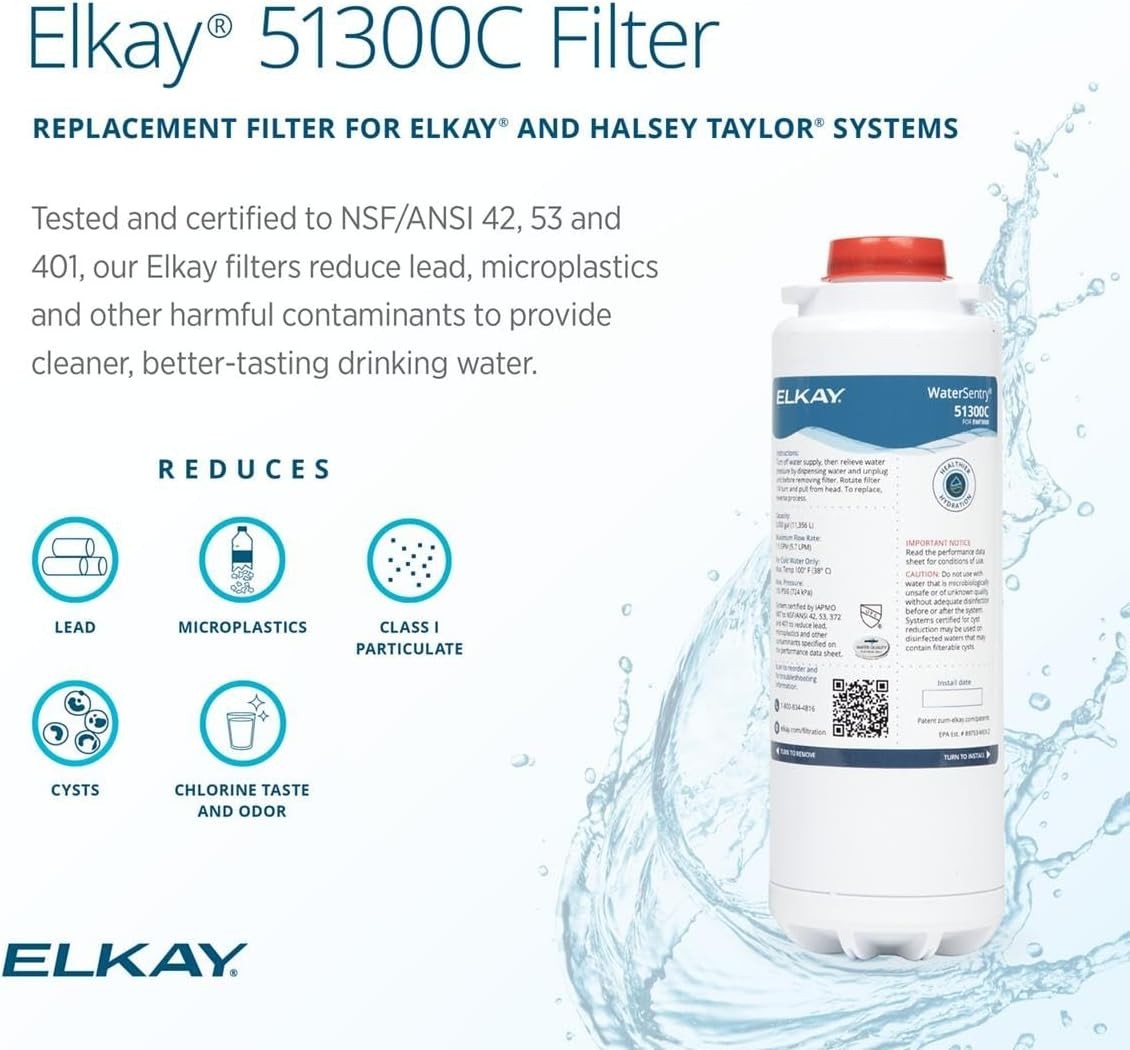 NSF Certified Water Filter for Bottle Fillers Removes Microplastics 1 Count