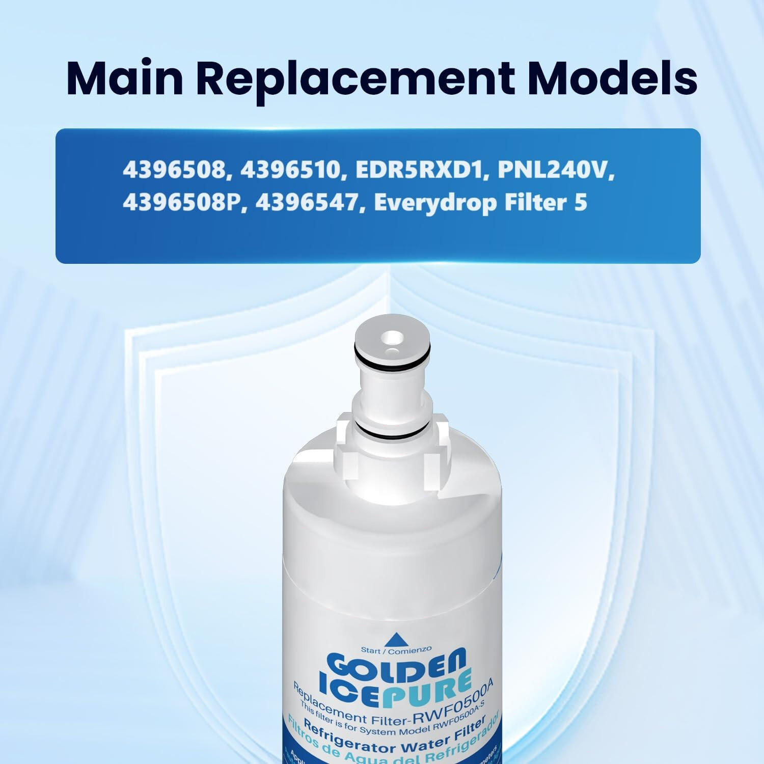 GOLDEN ICEPURE RWF0500A Refrigerator Water Filter Replacement for 4396508, 2PACK