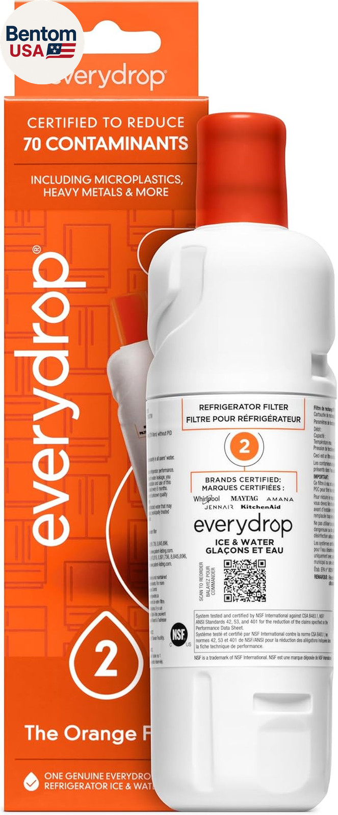 Ice and Water Refrigerator Filter 2, EDR2RXD1, Single-Pack
