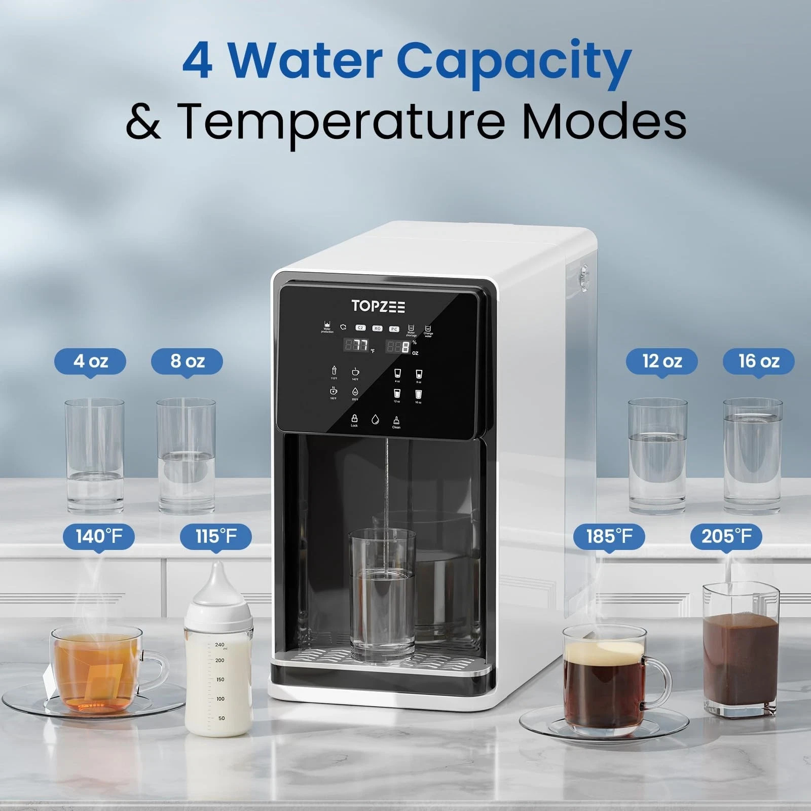 UV Countertop Reverse Osmosis Water Filter System, Hot RO System, 8 Stage
