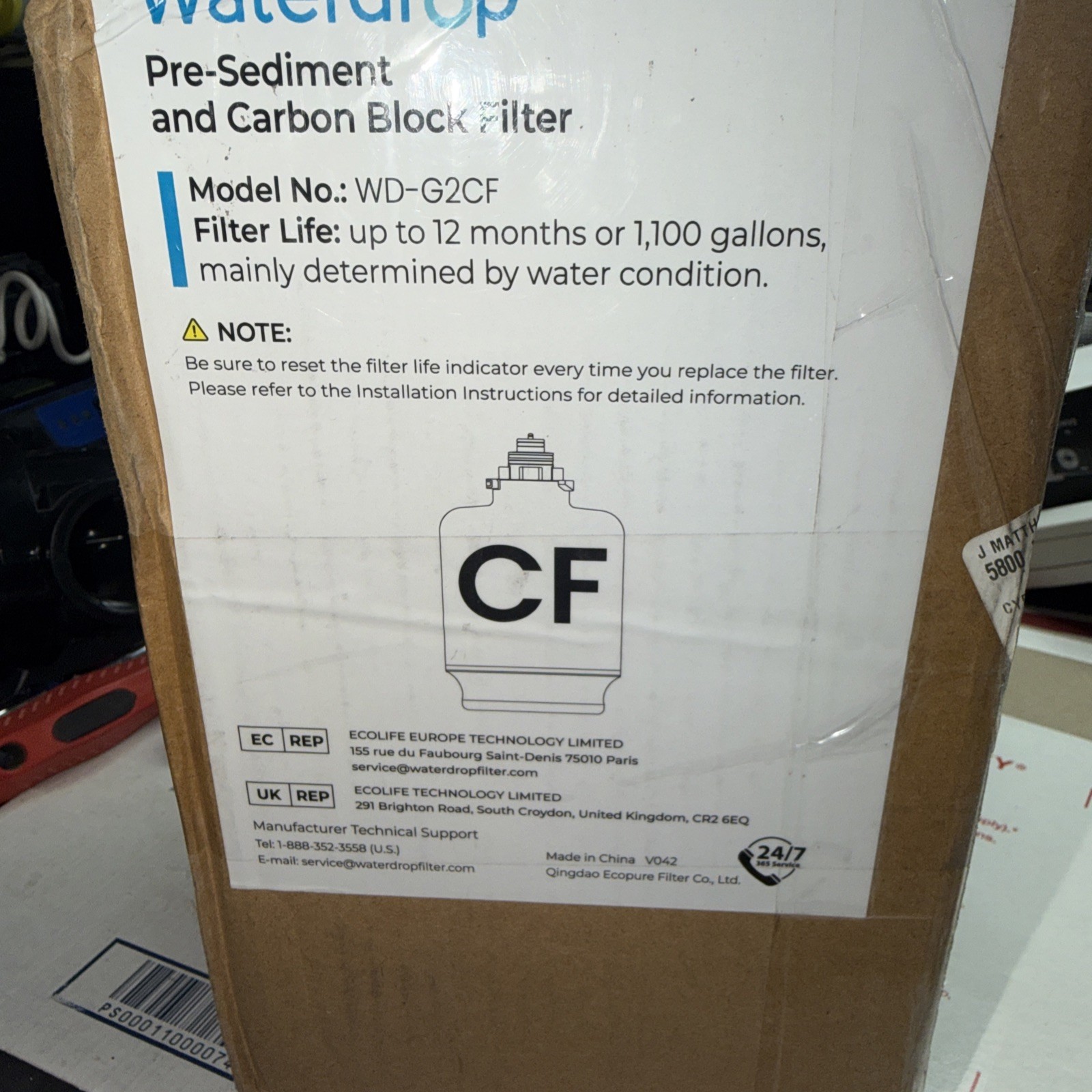 Waterdrop WD-G2CF Filter, Replacement for WD-G2-W WD-G2-B WD-G2P600-W