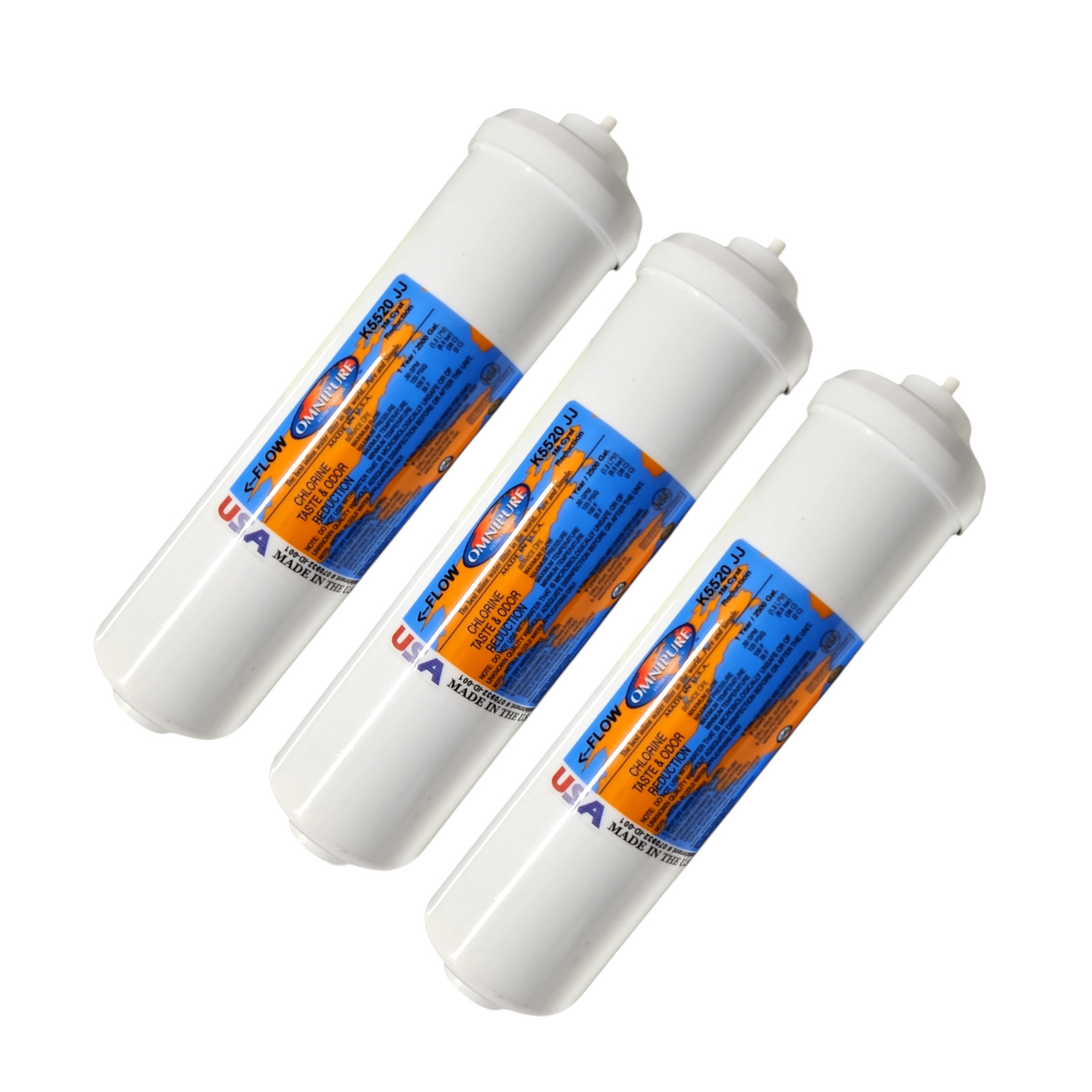 Omnipure K5520-JJ Inline Carbon Block 1mic CTO/Lead/Cyst – 10 x 2.5 1/4 QC 3PK