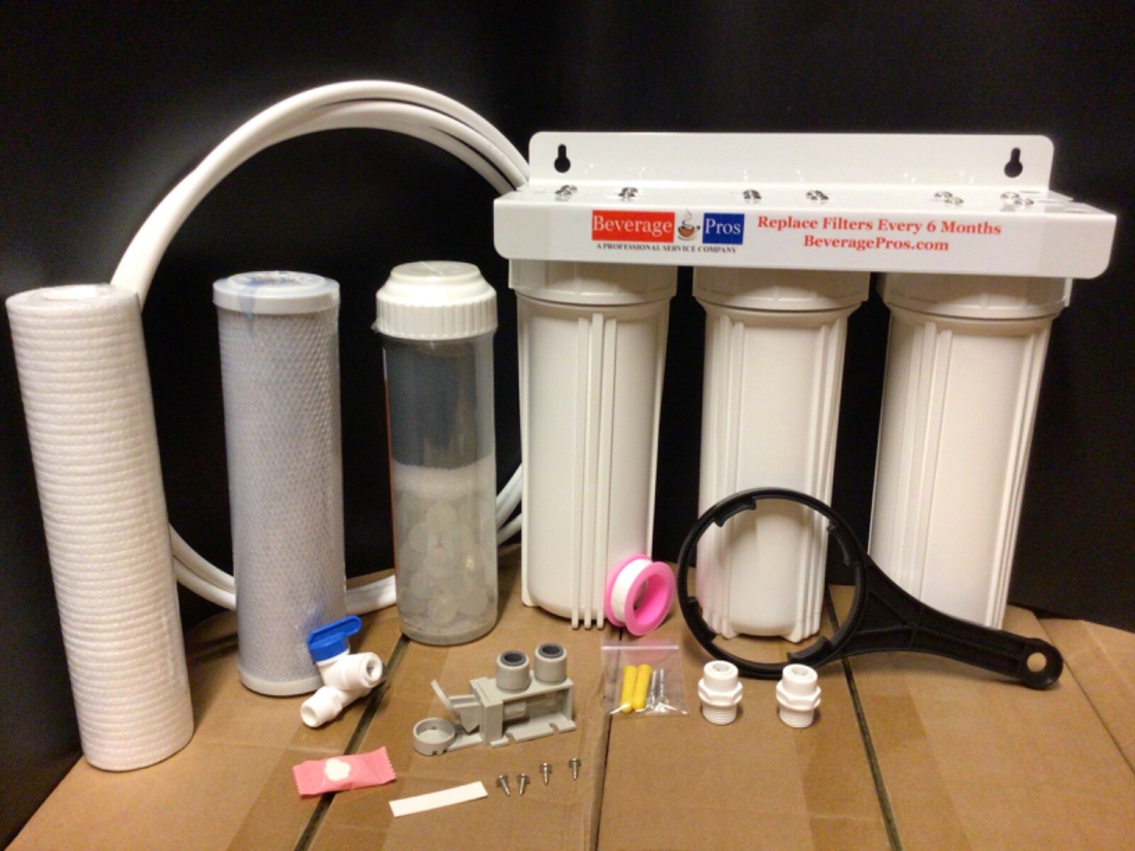 Commercial Coffee Tea Water Filter Kit PP, Carbon/Polyphosphate Scale Removal.