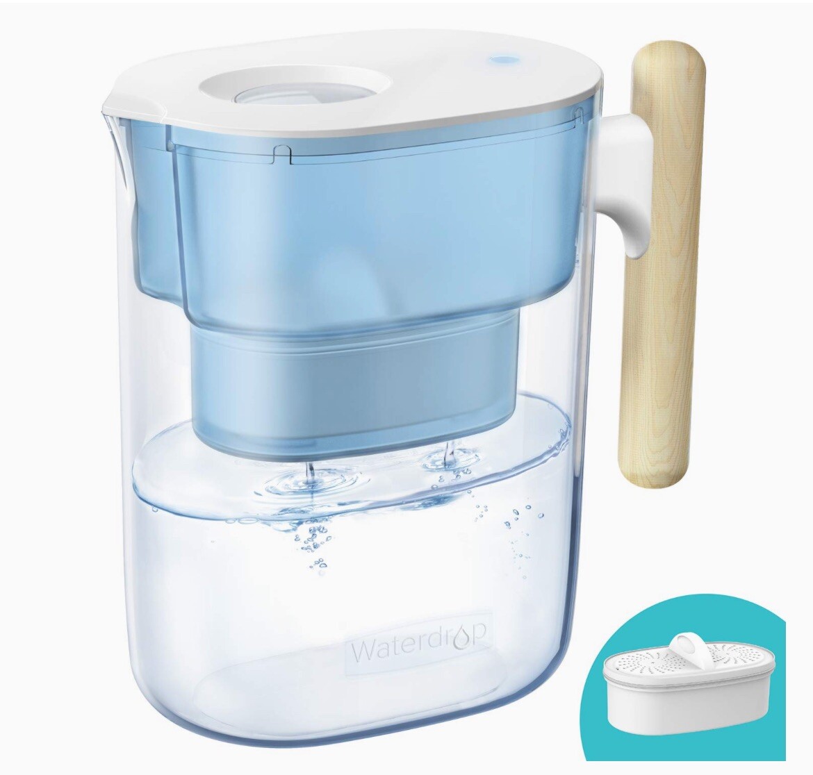 Waterdrop Chubby 10-Cup Water Filter Pitcher, NSF Certified 200 Gal – Blue