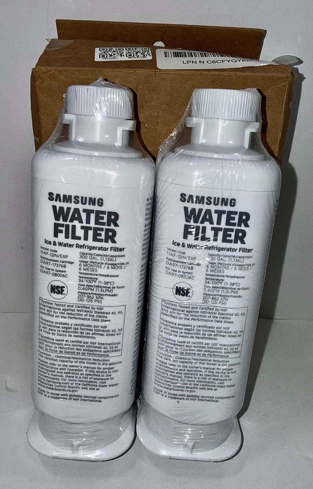 Samsung HAF-QIN/EXP DA97-17376B Refrigerator Water Filter 2 Pack Genuine