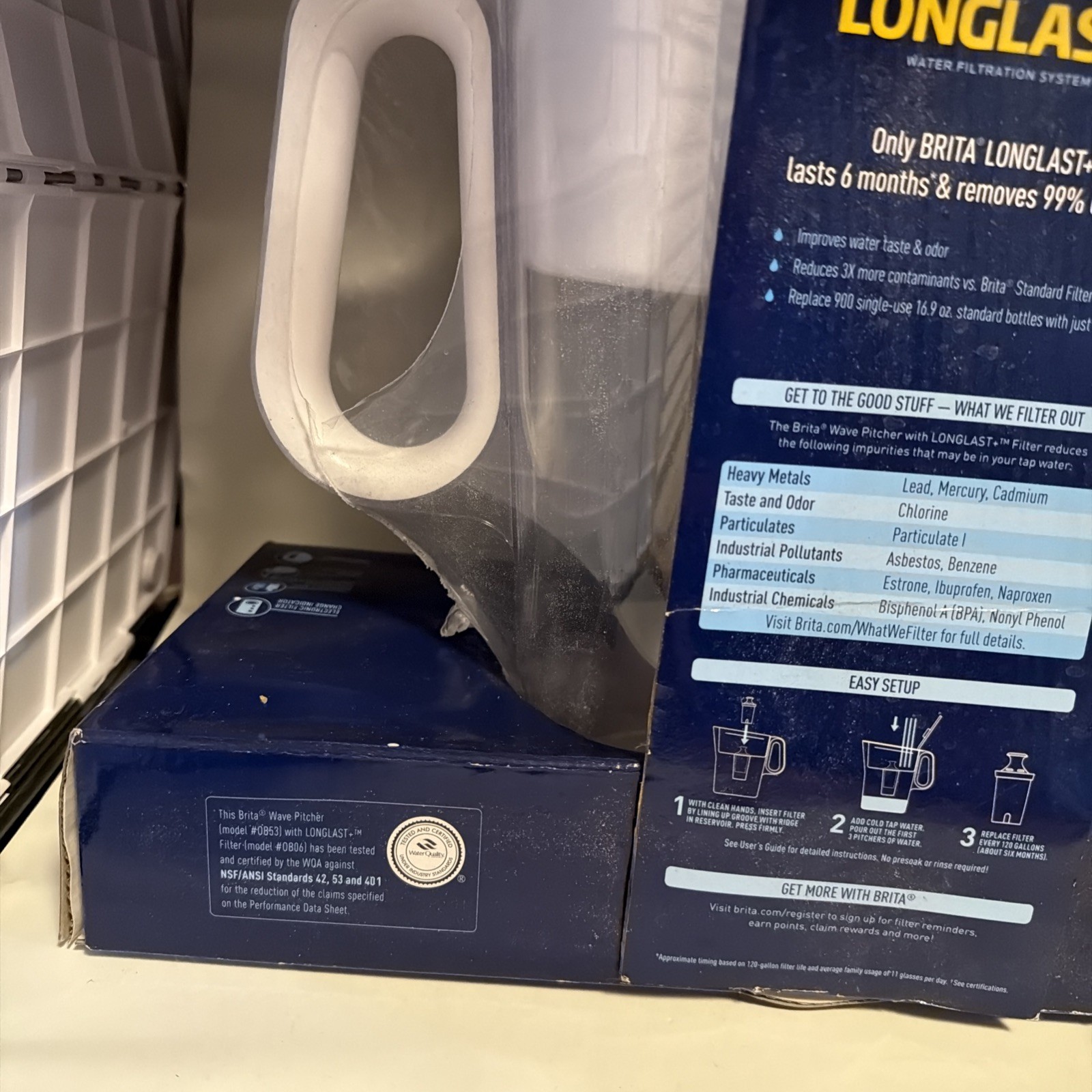 Brita Large 10 Cup Water Pitcher + 2 Elite LongLast+ Filters Last 6 Months Each