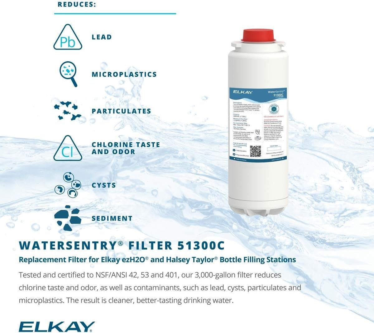 Sealed 2pack NEW Elkay 51300C WaterSentry Plus Replacement Water Filter, NO CHIP