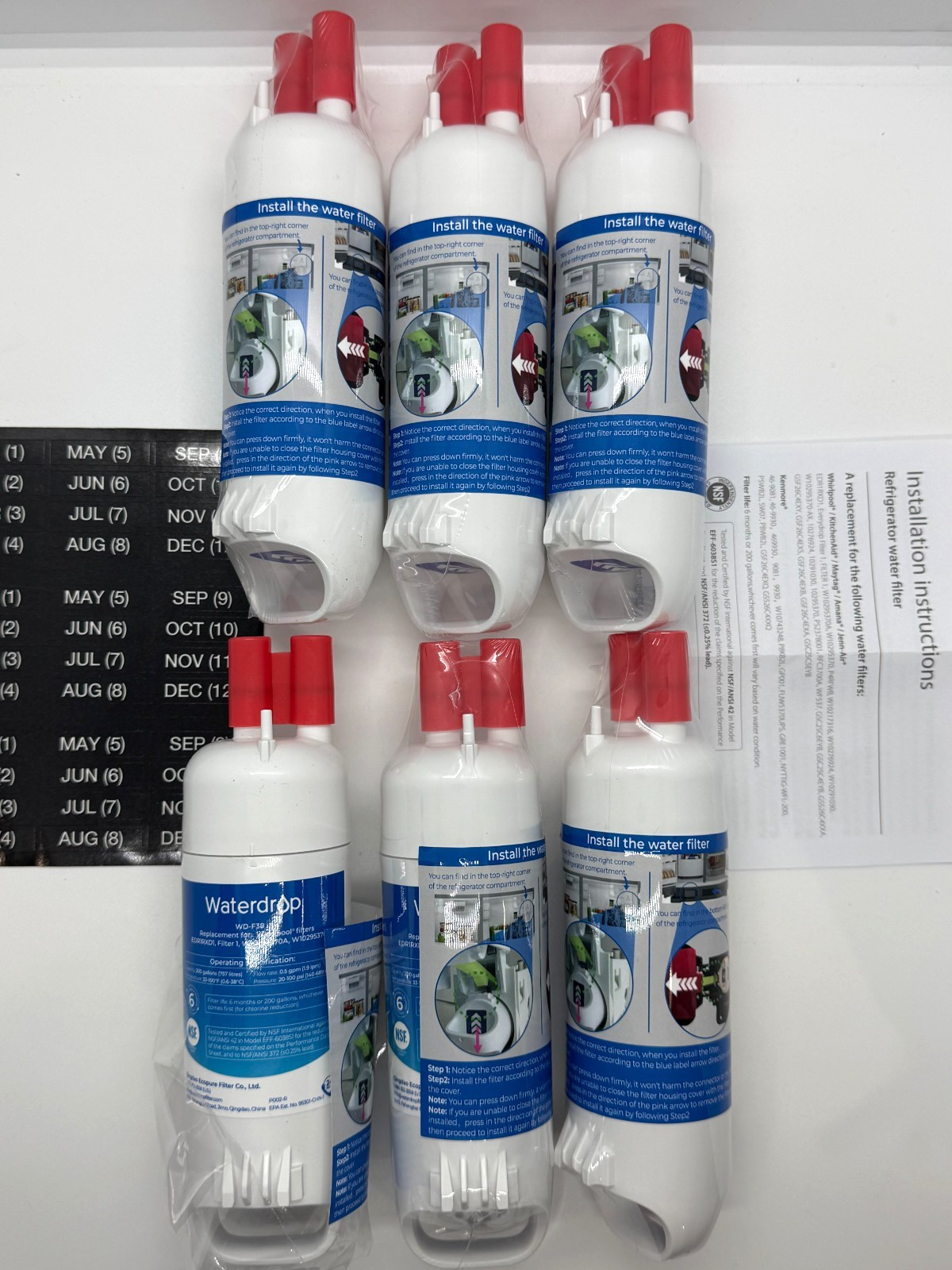 Waterdrop Refrigerator WD-F38 Filter, 6 Pack New Sealed