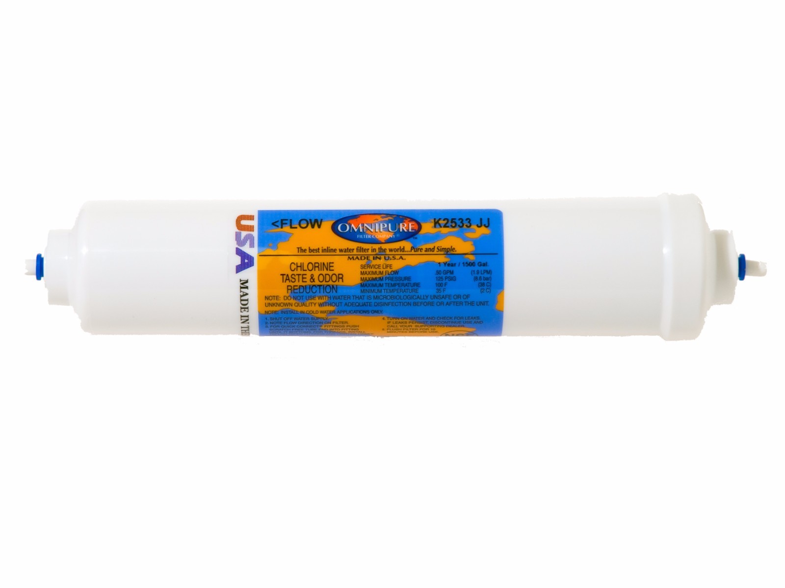 Omnipure Inline Post RO GAC + Fridge Filter USA Carbon Filters CL10RO T33