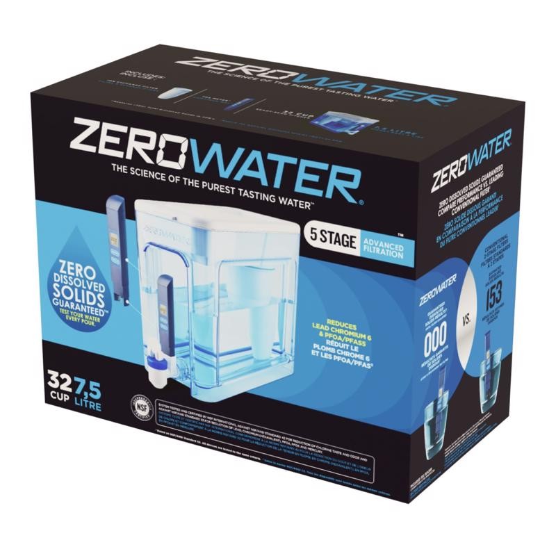 ZeroWater Ready-Read 32-Cup Blue/White Water Filtration Dispenser