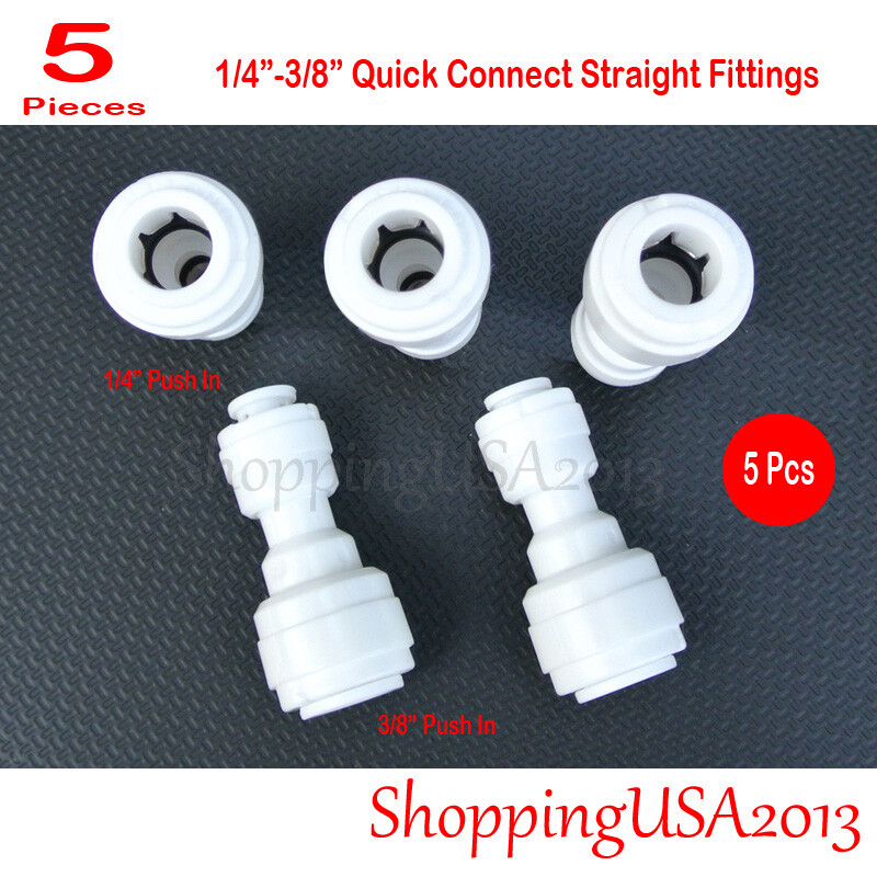 5 Pcs 1/4-3/8 Quick Connect Straight Fitting Connection Push In Water Filter