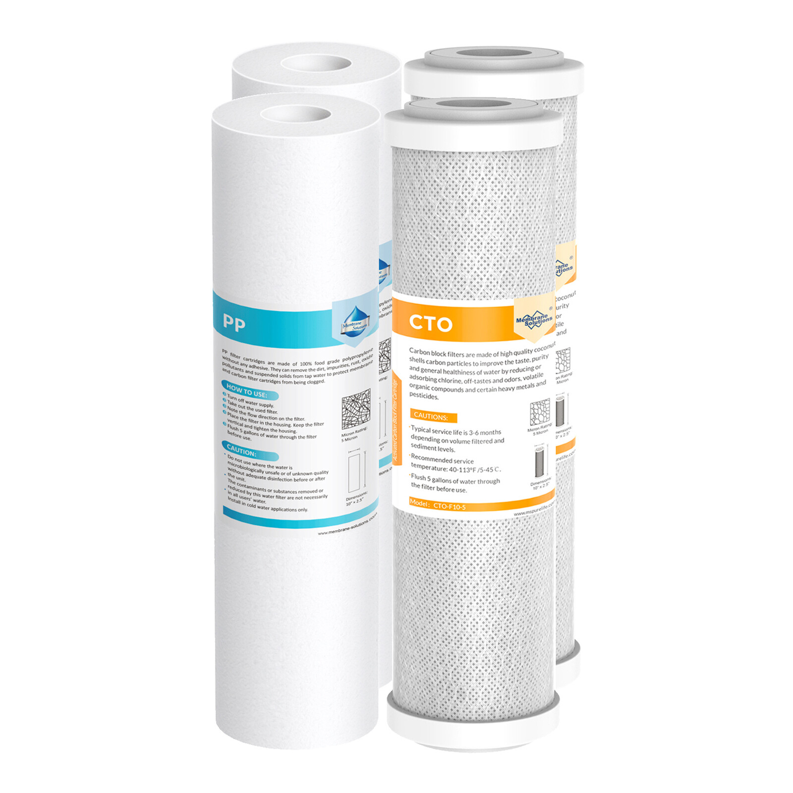 2-Stage 10×2.5″ Sediment Carbon Block Water Filter Replacement Set for RO System