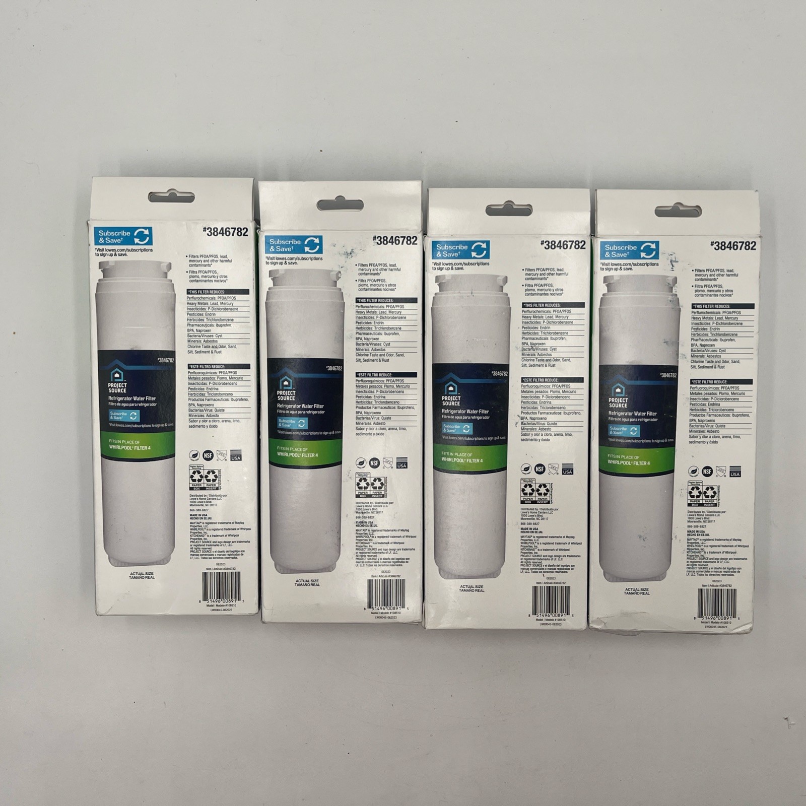 Lot Of 4 2-PACKS! Project Source 3846782 Fridge Water Filter Whirlpool Filter 4