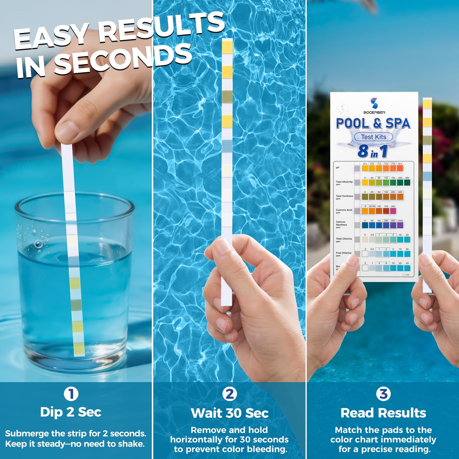 8-in-1 Pool and Spa Test Strips – Individually Sealed (10 Packs of…