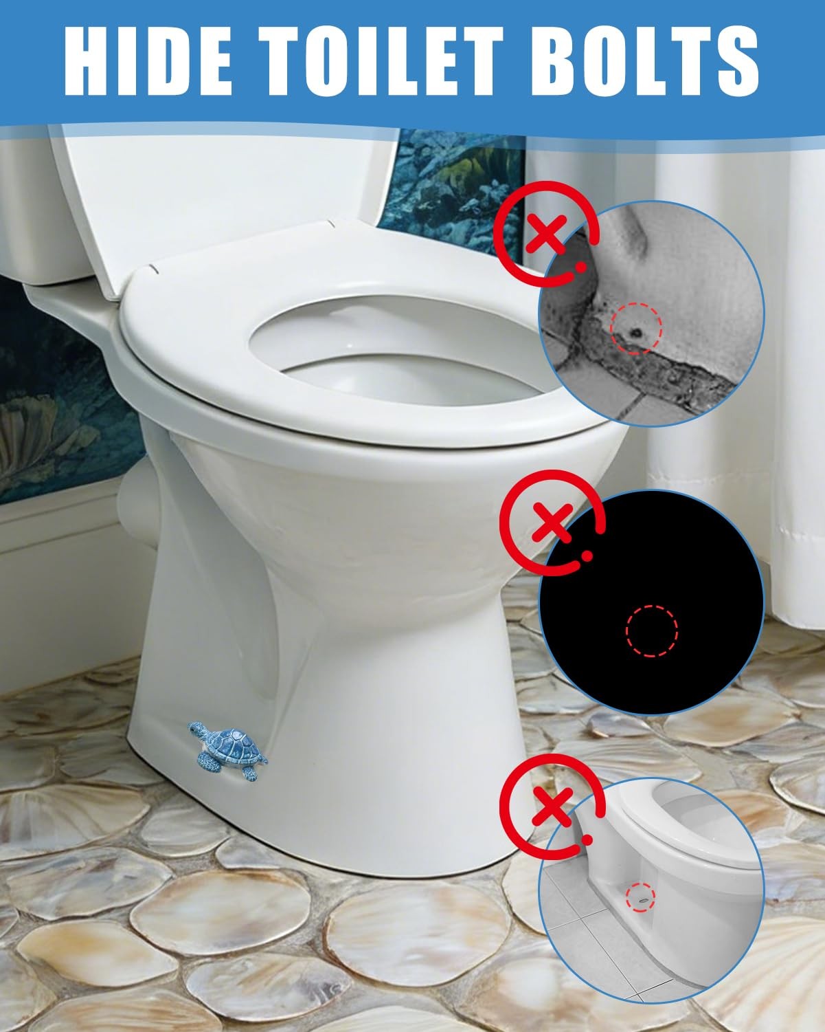 2 Sets Ceramic Blue White Turtle Toilet Bolt Covers, Toilet Screw Cover Caps …