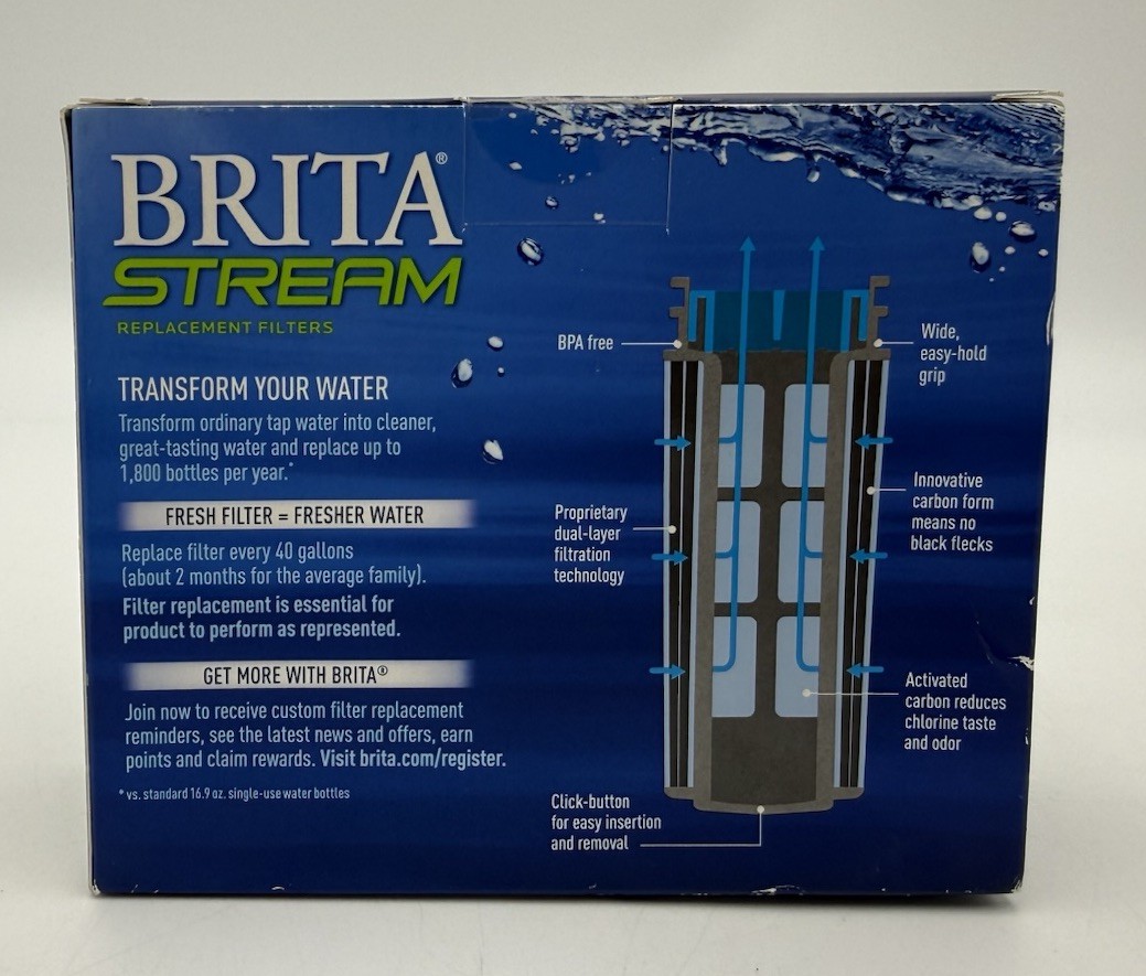 Brita Stream Pitcher Replacement Water Filters ~ 3 Pack ~ Sealed