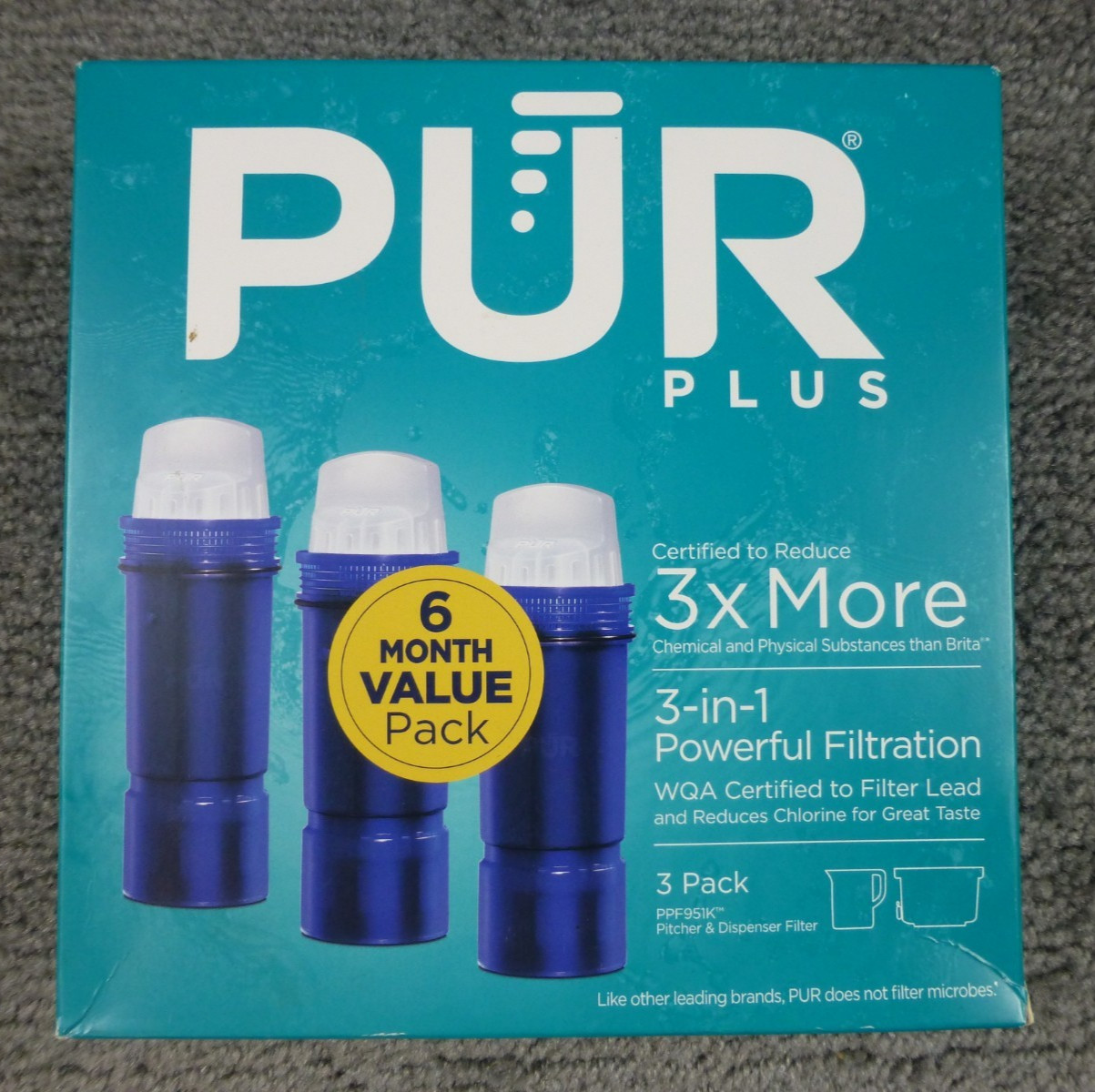 Pur Plus Water Filter Replacement For Pitchers & Dispensers 3 Count PPF951K NIB