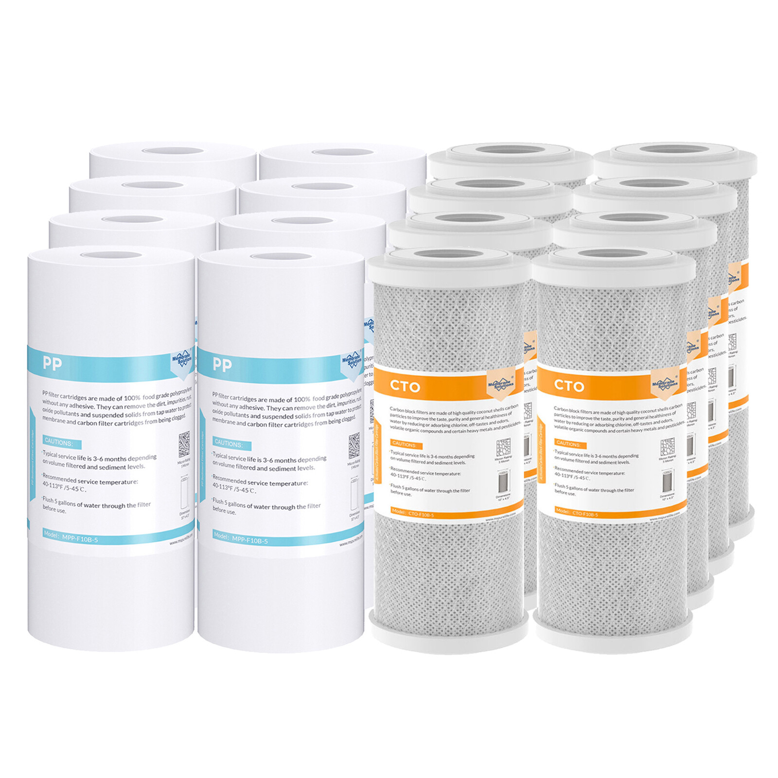 5 Micron 10″x4.5″ Sediment CTO Carbon Block Water Filter Cartridges Whole House