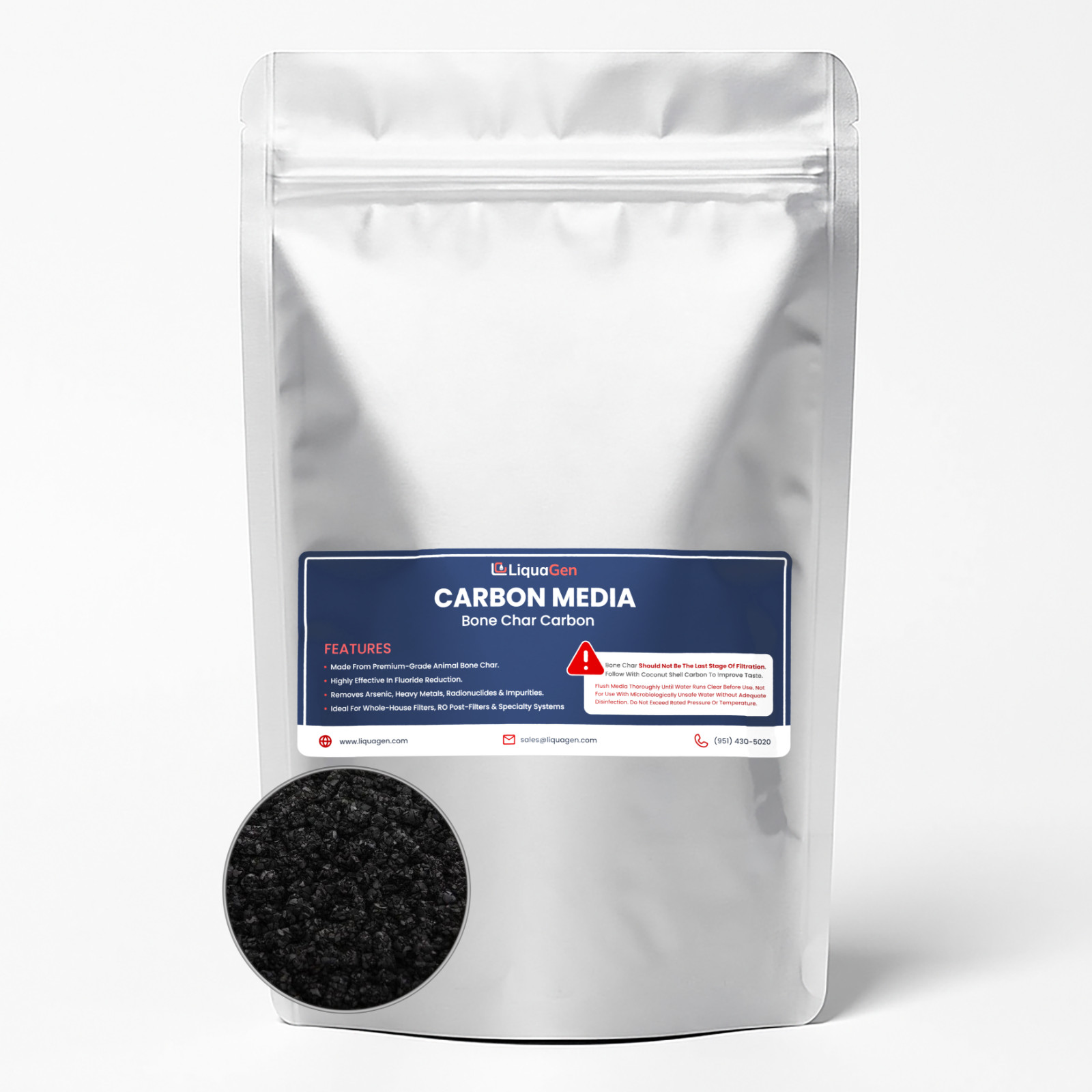 LiquaGen BoneChar Fluoride Reduction Replacement Filter Media for Water Systems