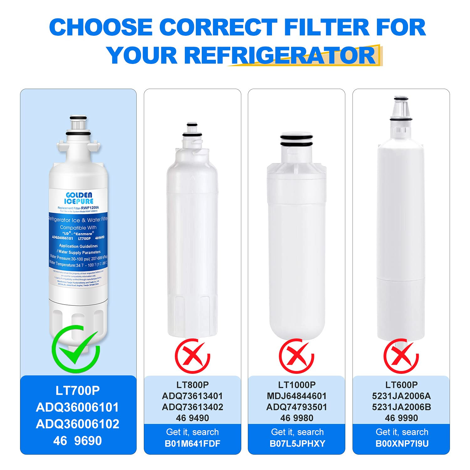 4 Pack Fit For Kenmore 795.72043.112 795.70333.410 LT700P Water Filter