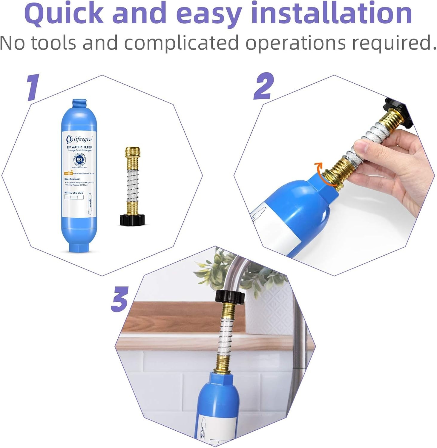 Durable Carbon Fiber RV Water Filter – Quick Install, 2 Pack for Camping and RVs