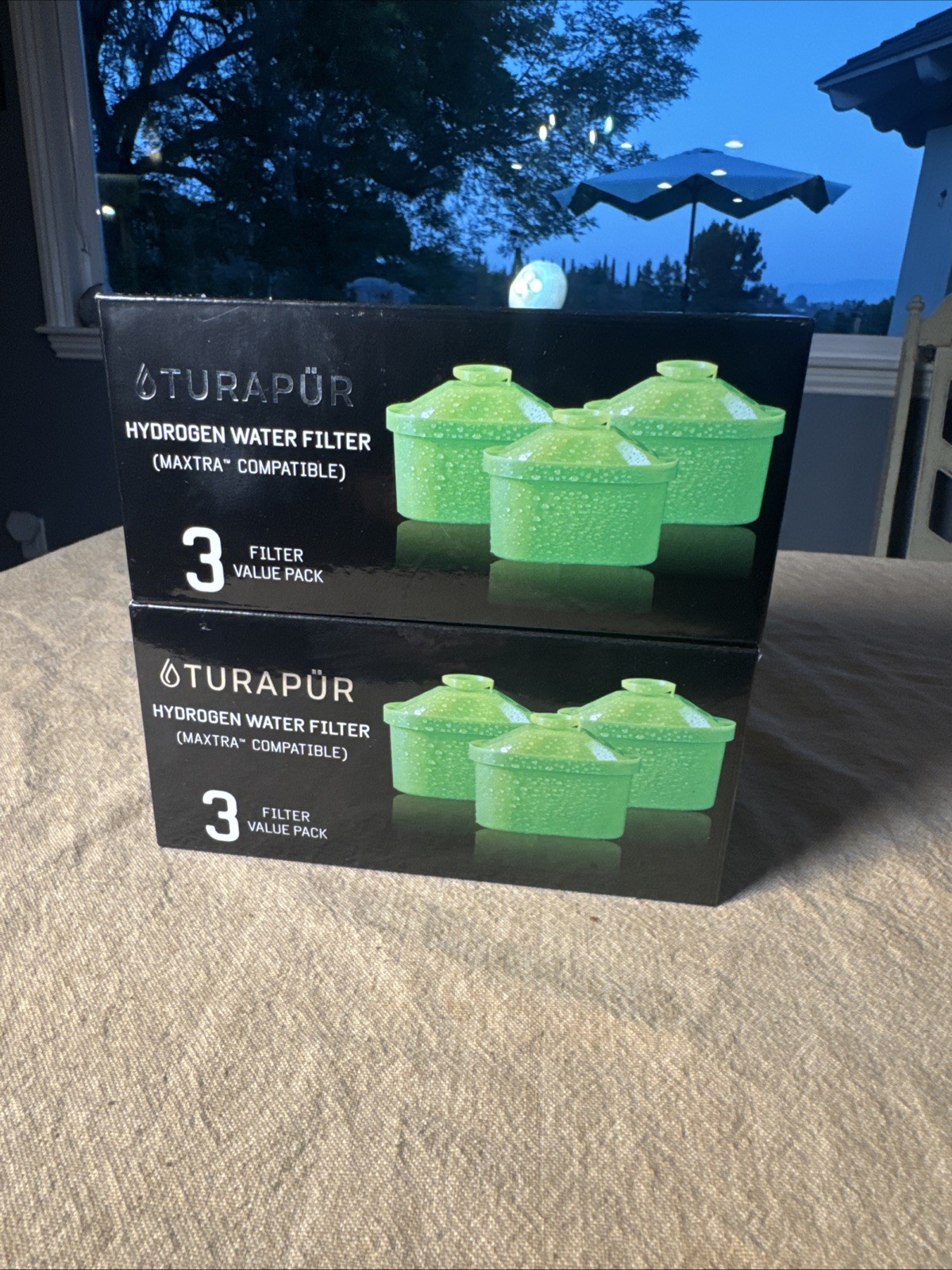 Turapur Hydrogen Water Filter Two 3 Packs Open Box Sealed Plastic Clean