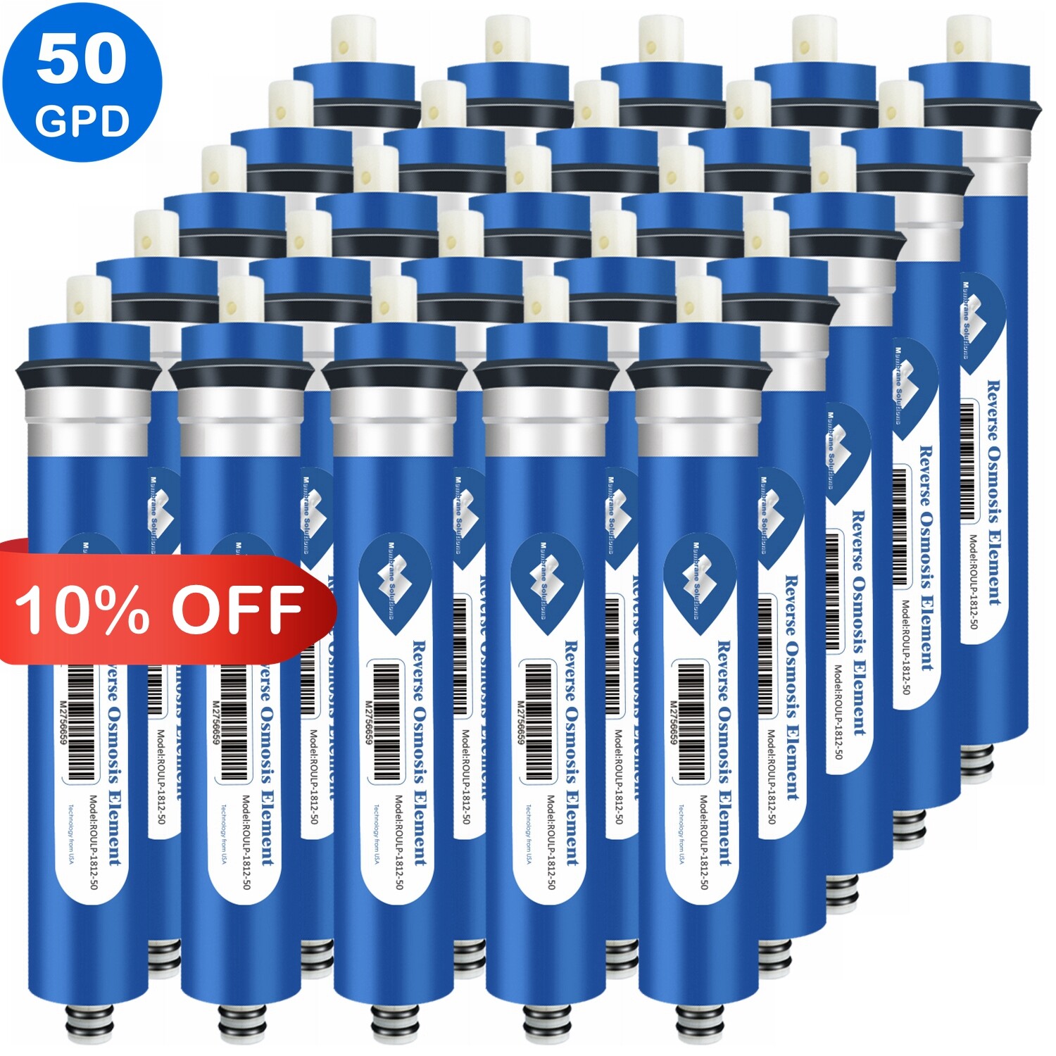 25 Pack 50GPD RO Membrane Reverse Osmosis Water Filter for Dow Filmtec TW30-1812