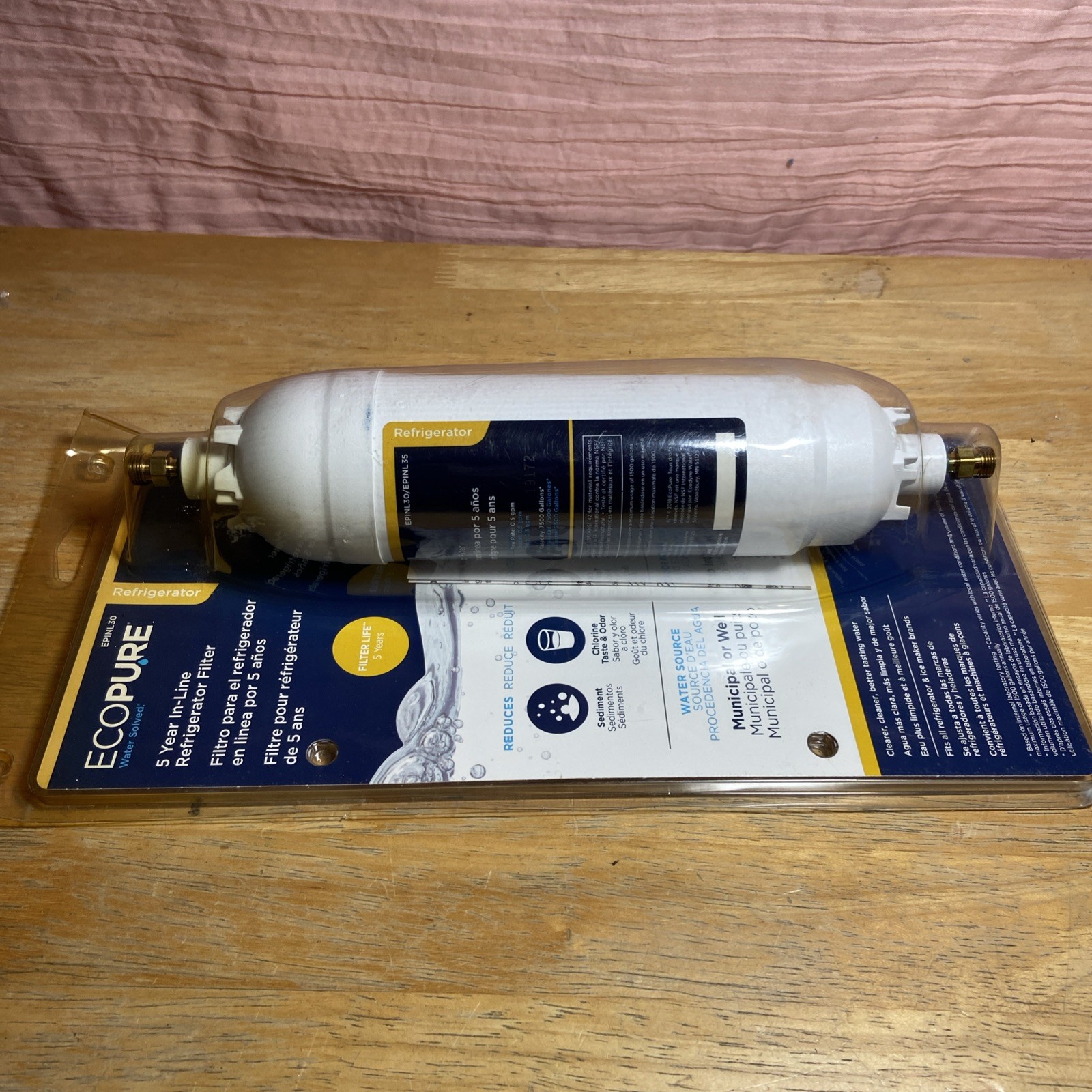 EcoPure EPINL30 5 Year In-Line Refrigerator Filter. Brand New/Sealed/Replacement