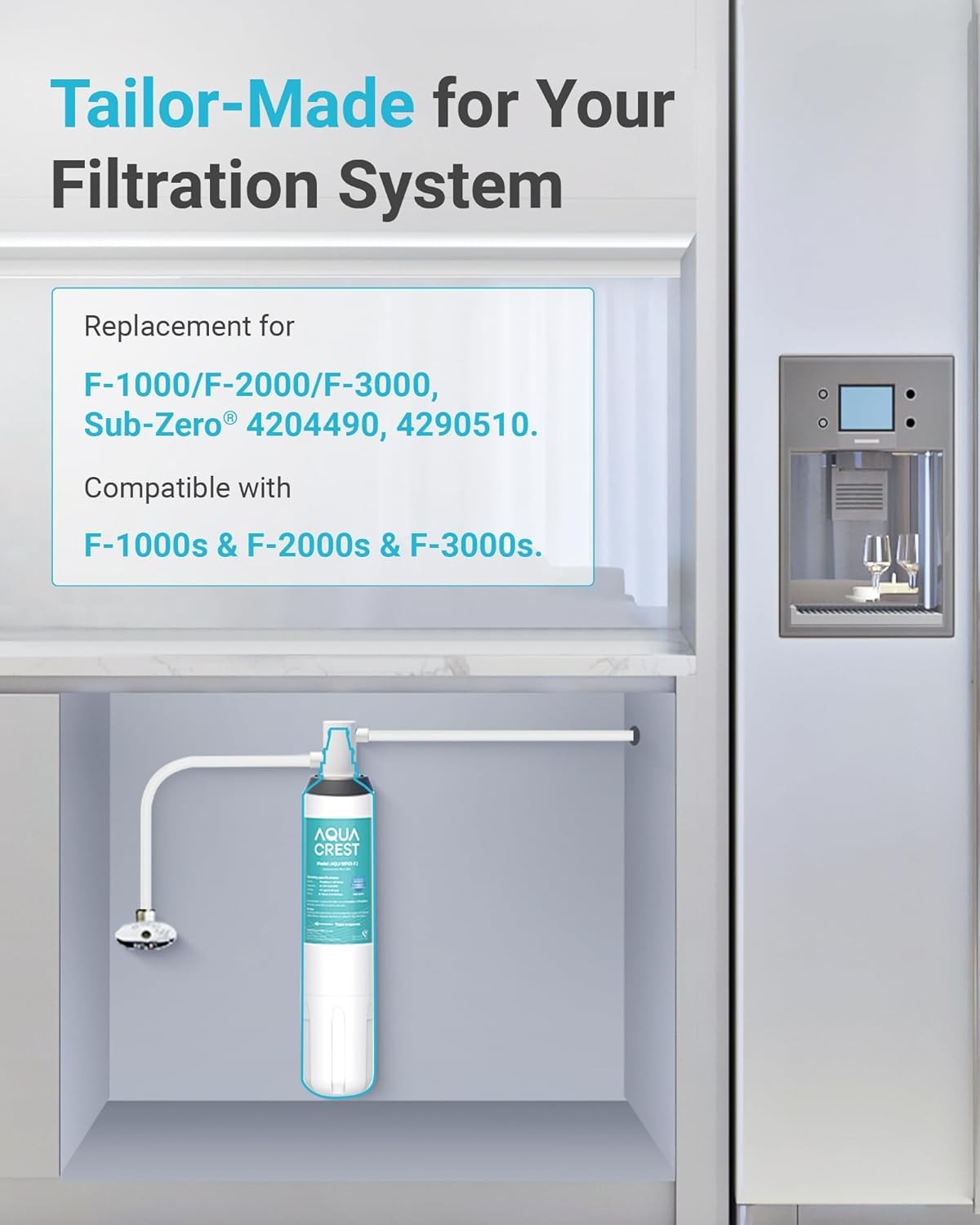 AQUA CREST F-2000 Under Sink Water Filter, Compatible with F-2000&F2000s, F-1000