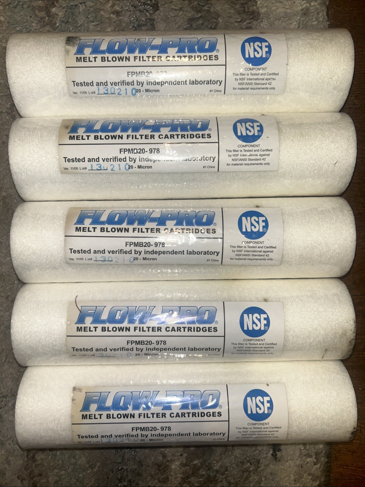 FLOW-PRO-5 PACK (5 In Each Order) Melt Blown Filter Cartridge Model [FPMB20-978]