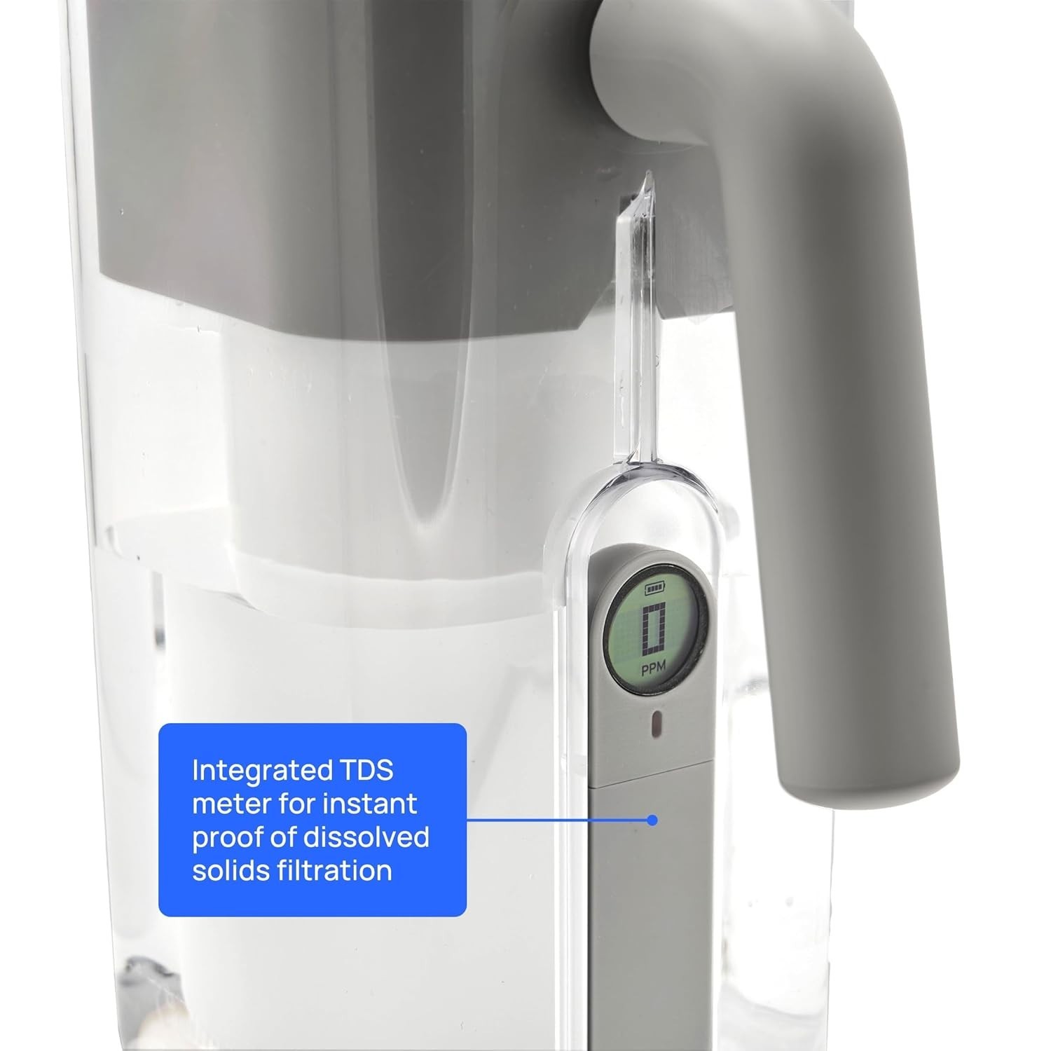 12-Cup Advanced Water Filter Pitcher with Built-In TDS Meter & Ergonomic Handle