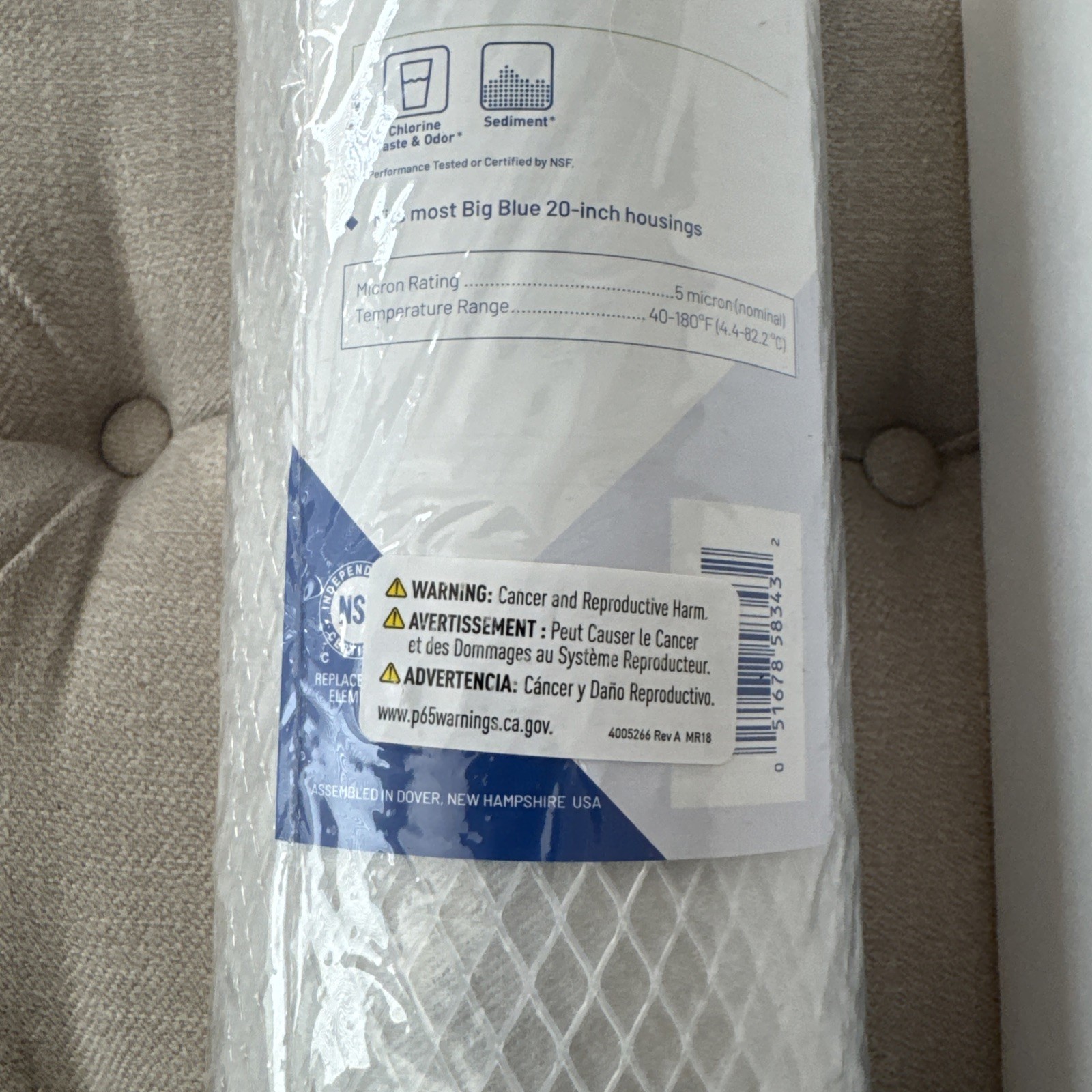 Pentair Pentek EP-20BB Big Blue Carbon Water Filter, 20-Inch, 20″ X 4.5″