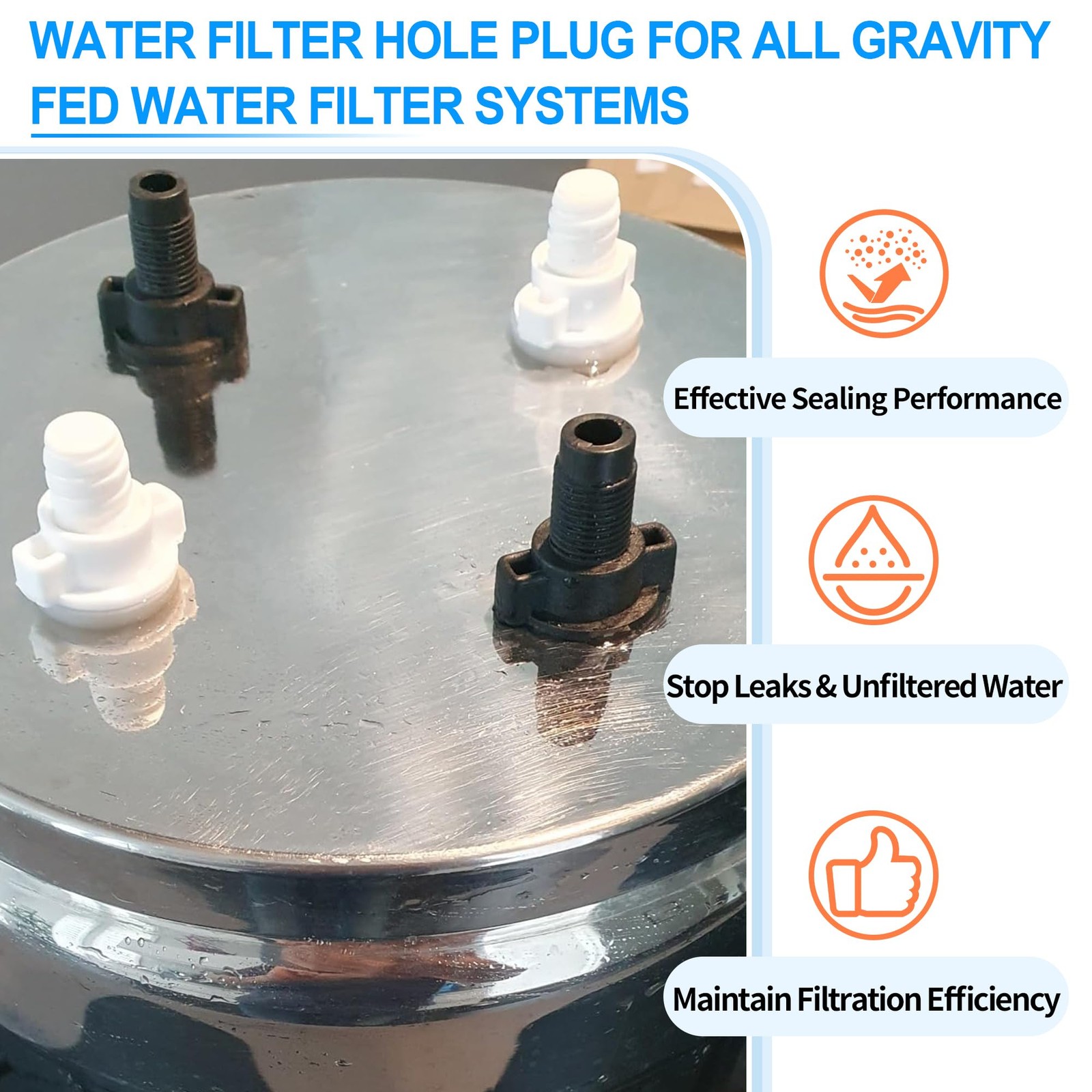 Water Filter Hole Plugs, Hole Blockers for All Gravity-Fed Water Filtration S…