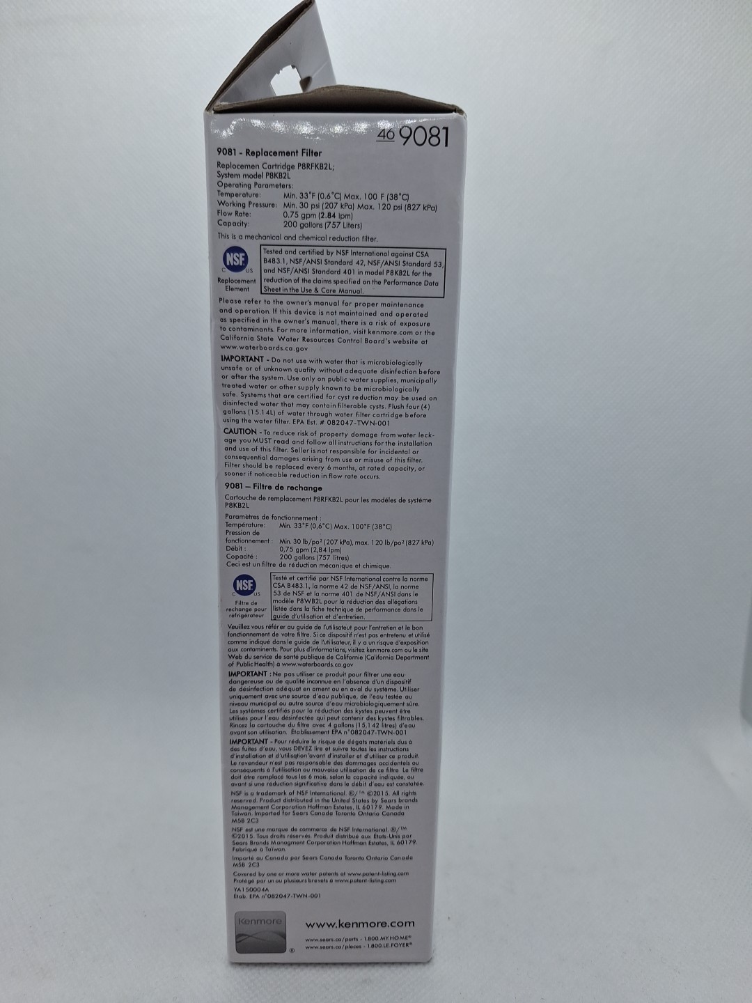 Kenmore 469081 Replacement Refrigerator Water Filter White – NIP