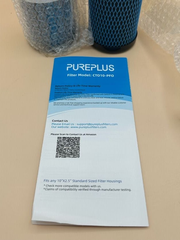 PUREPLUS 1 Micron 10”X2.5” Carbon Water Filter CTO10 – 2 Pack – New Open Box