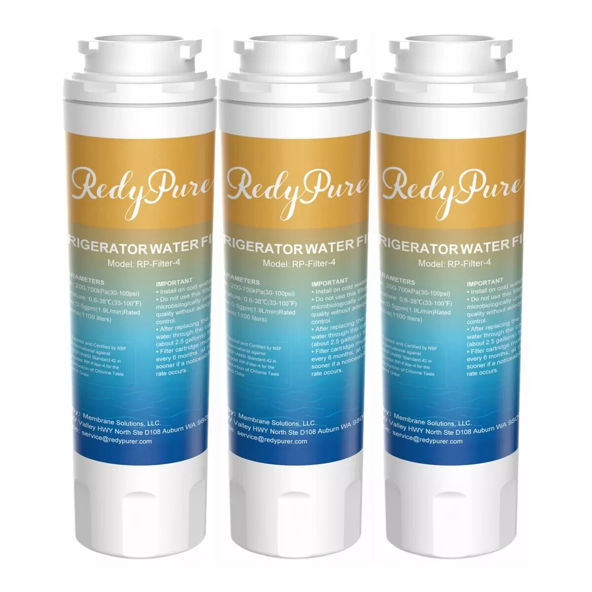 RedyPure UKF8001 UKF8001AXX-750 or -200 Refrigerator Water Filter 3-pk ~ NIB