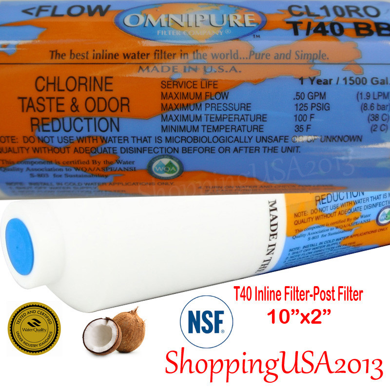 8 Pcs Omnipure T40 Post Coconut Carbon Filter 10X2″ RO REVERSE OSMOSIS Water