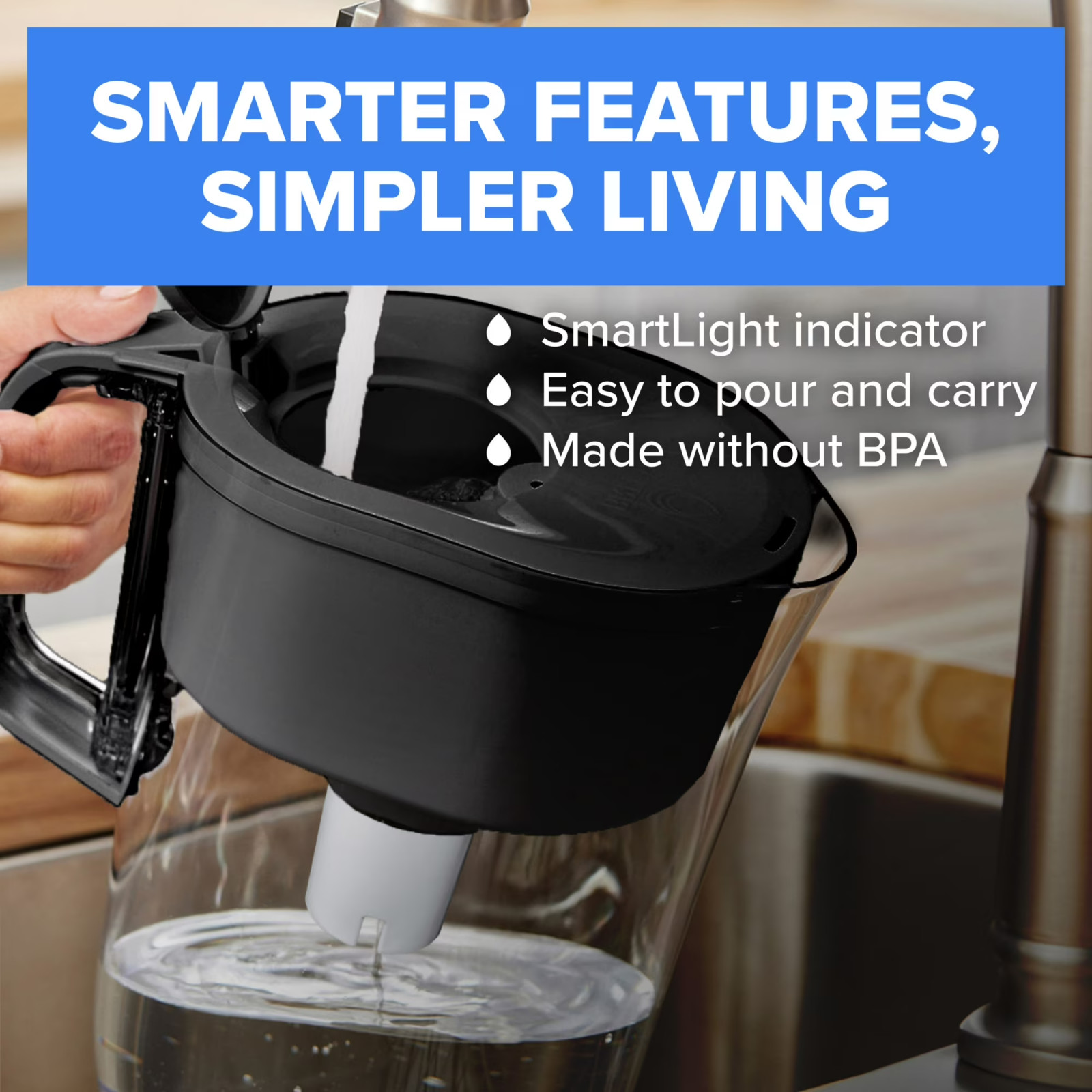Brita Tahoe 10 Cup Large Water Filter Pitcher White BPA Free Standard Filter